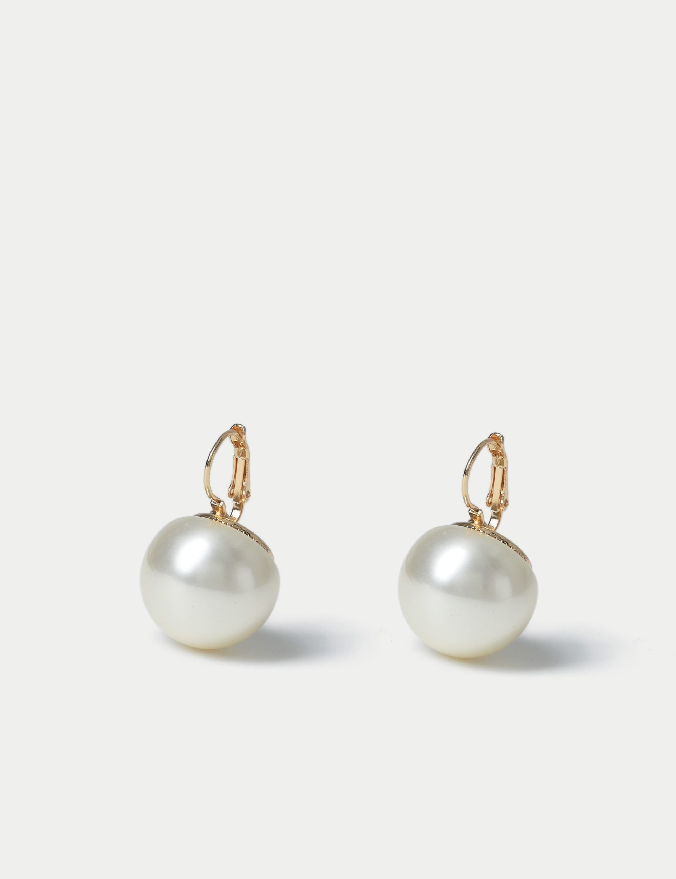 Glass Pearl French Clip Earrings