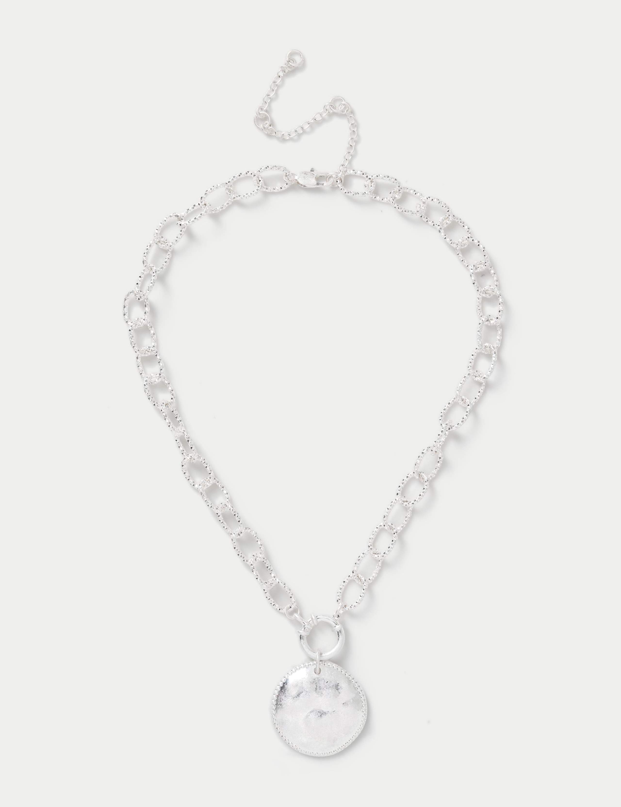 Brushed Coin Pendant Necklace