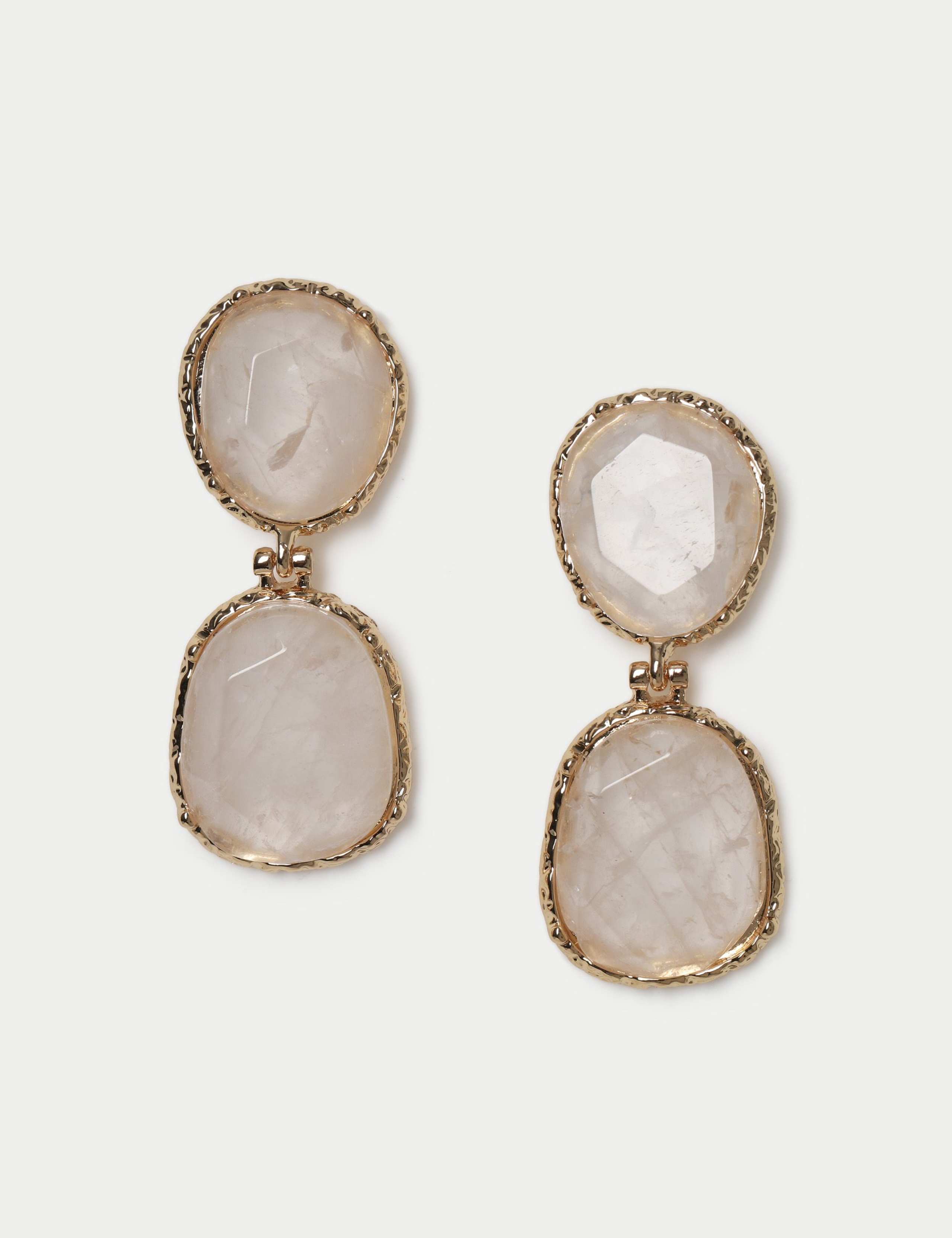 Natural Stone Double Drop Earrings