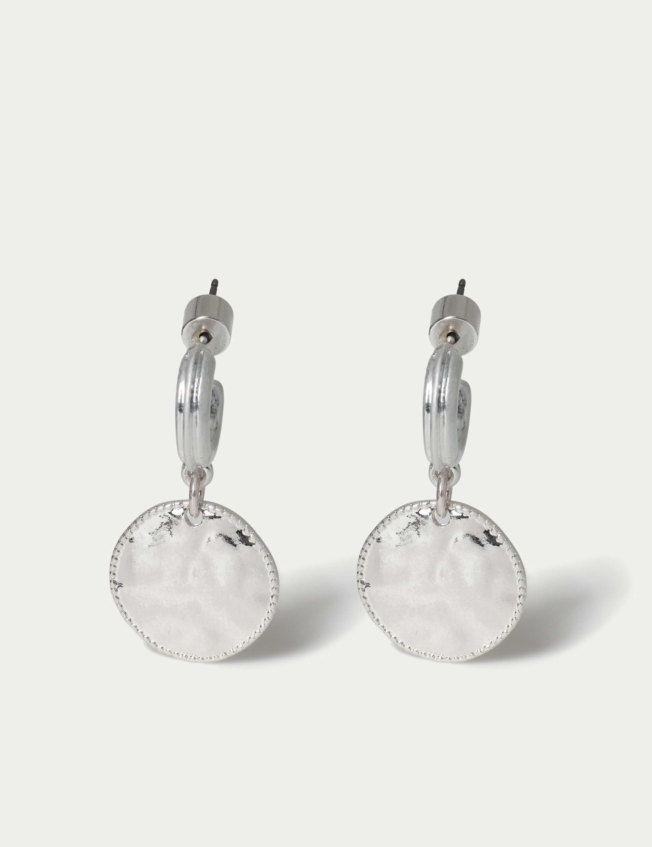 Brushed Drop Hoop Earrings