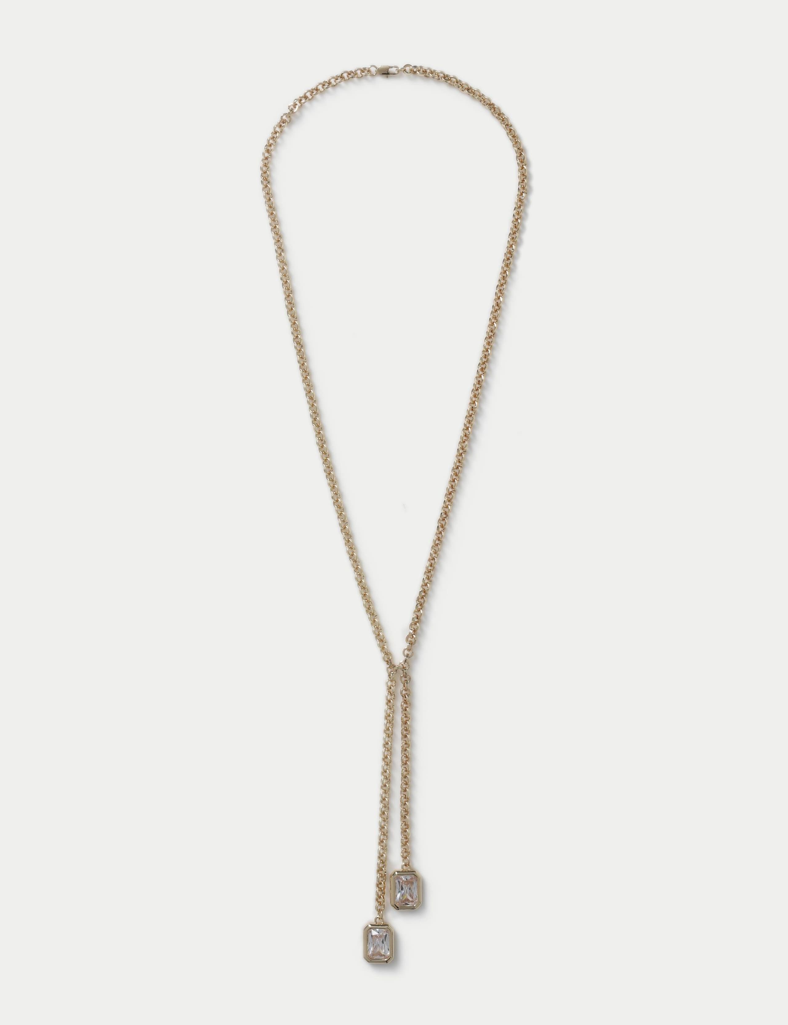 Cubic Zirconia Pendant Long Necklace