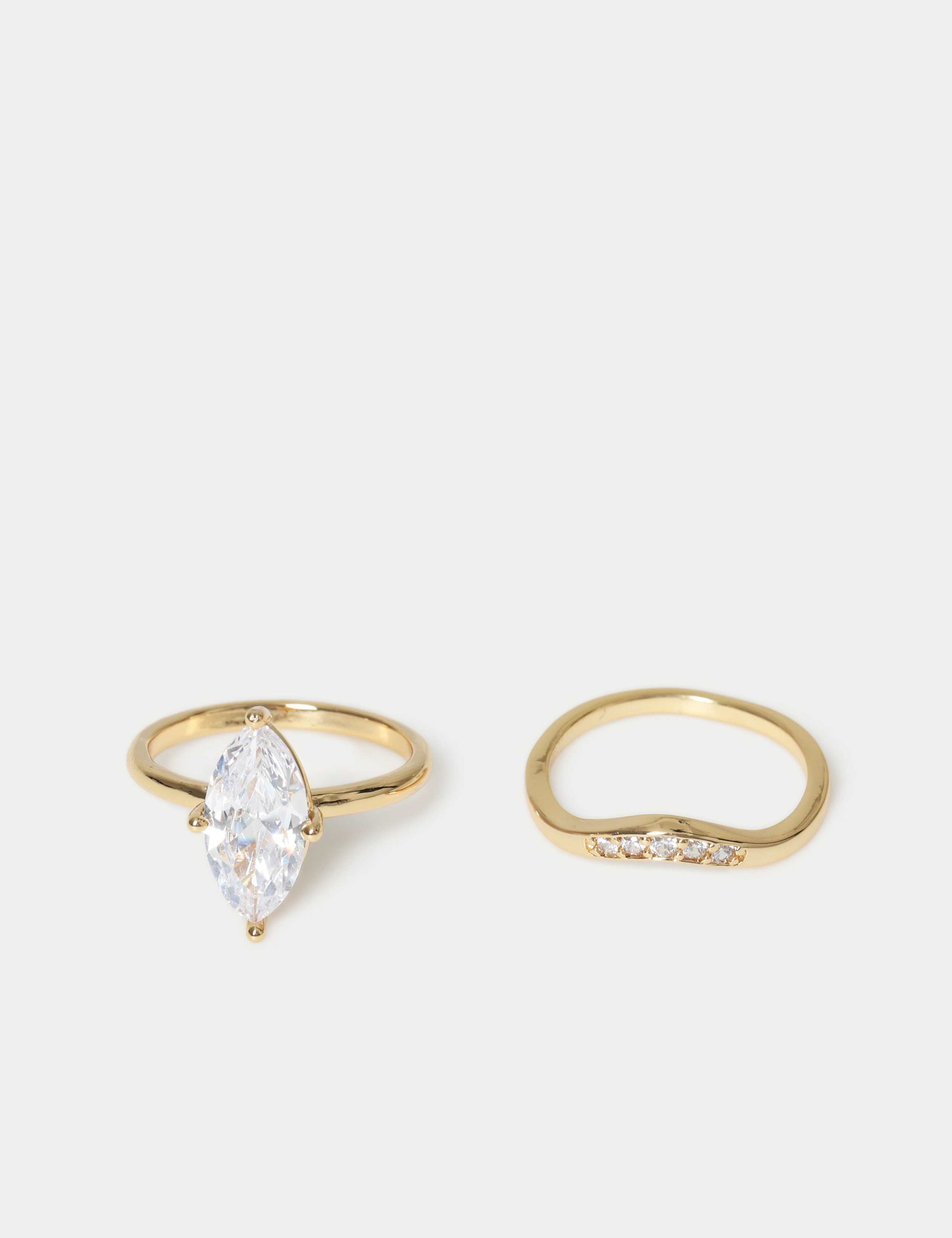 14ct Gold Plated 2 Pack Pear Rings