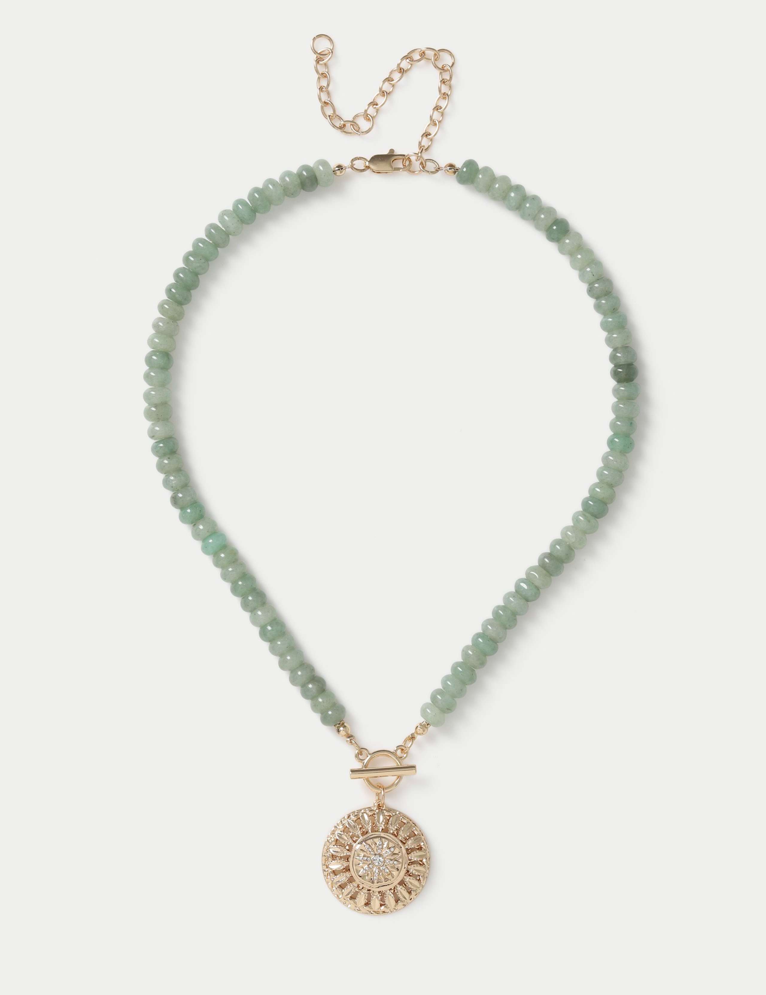 Natural Stone T-Bar Disc Pendant