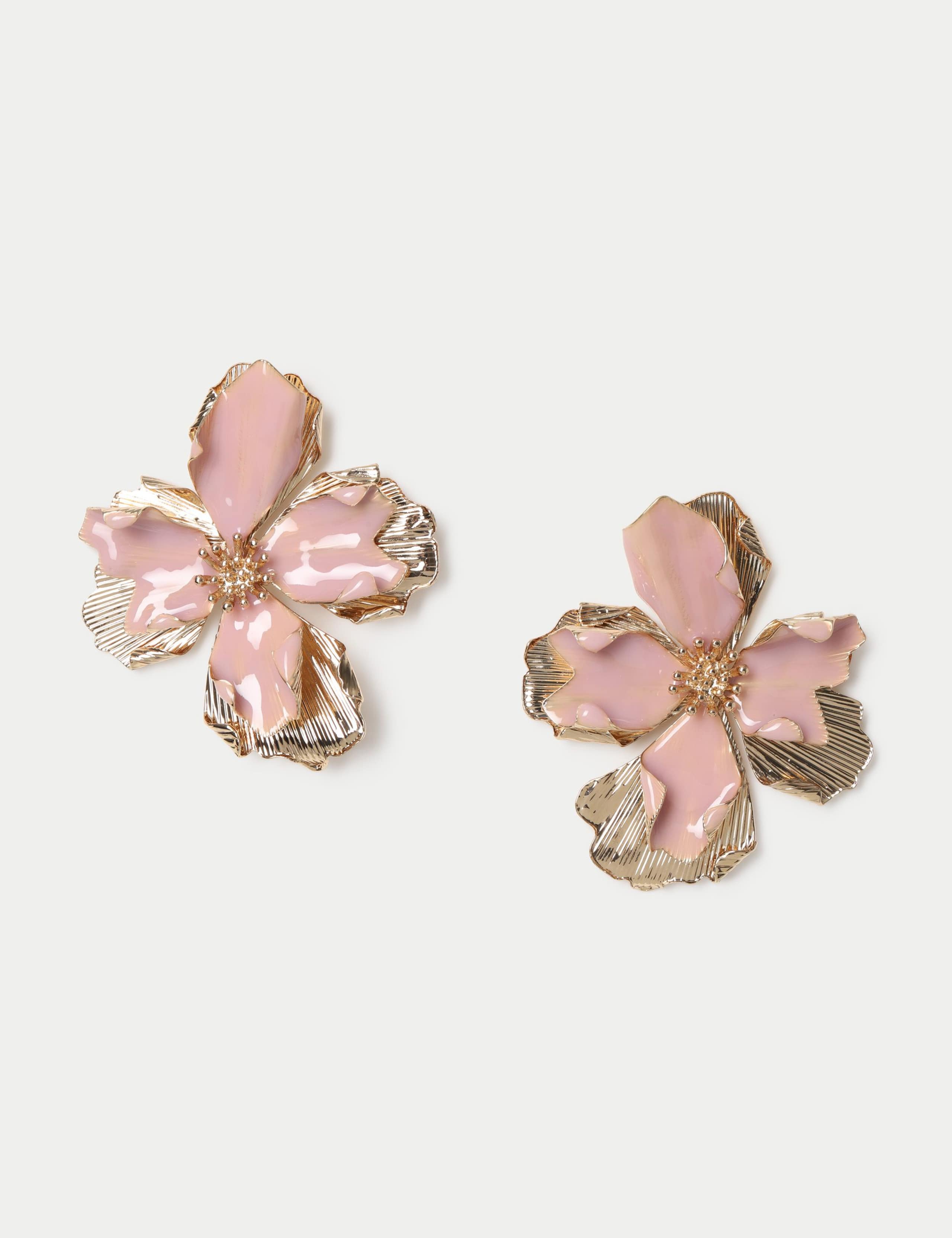 Oversized Pink Flower Stud Earrings