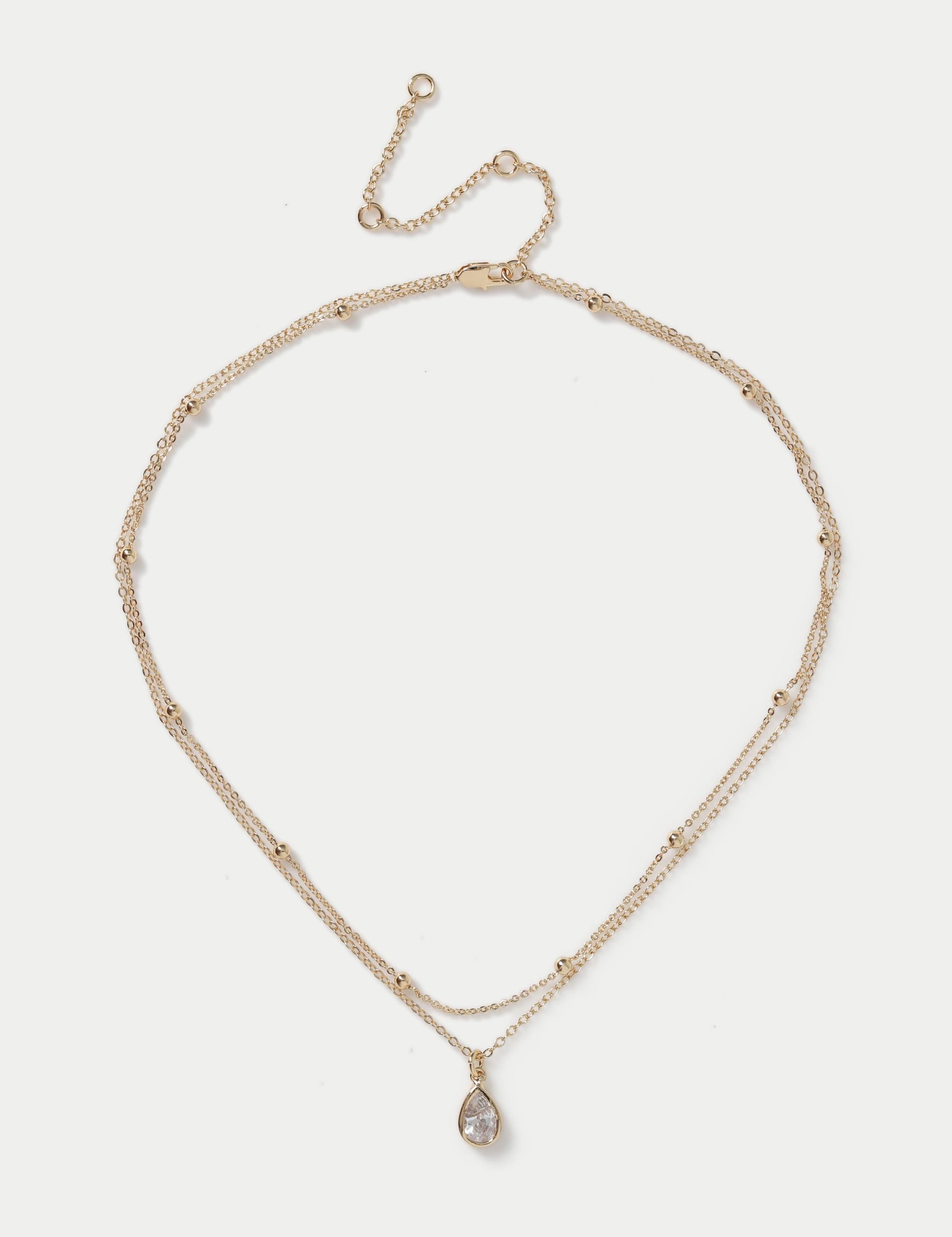 14ct Gold Plated Drop Multirow Necklace