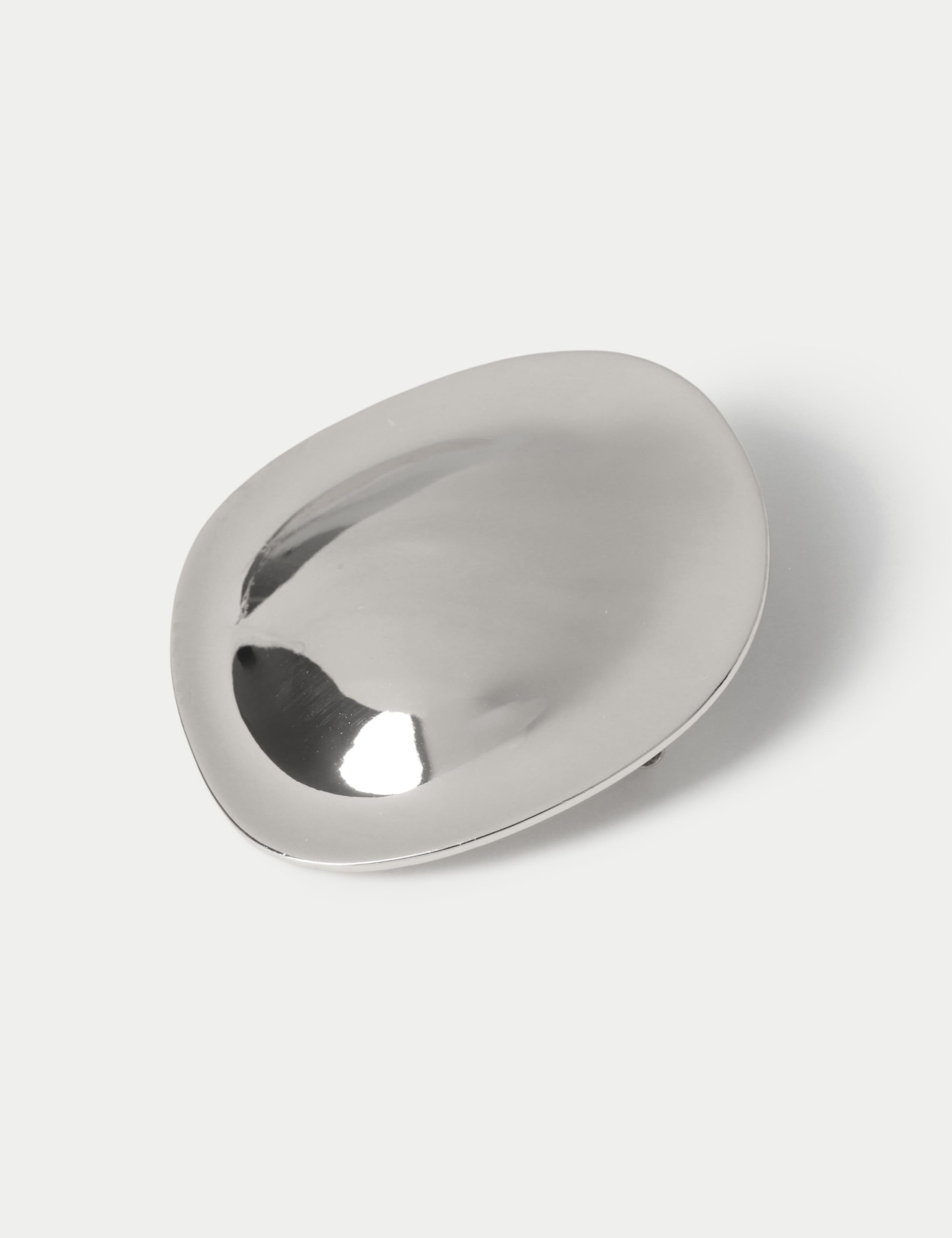 Silver Tone Clean Circular Brooch