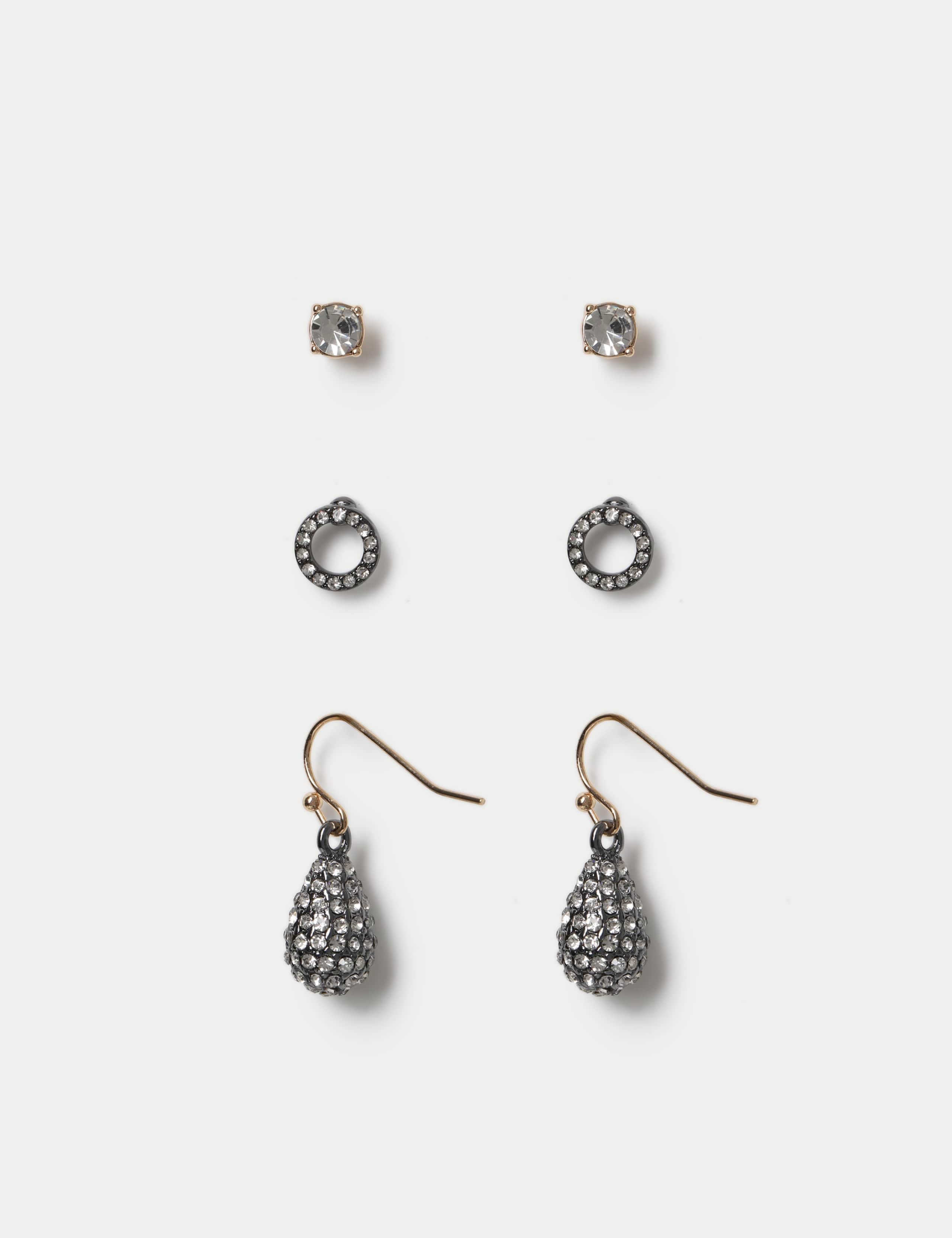 Christmas 3 Pack Cyrstal Stud Earrings