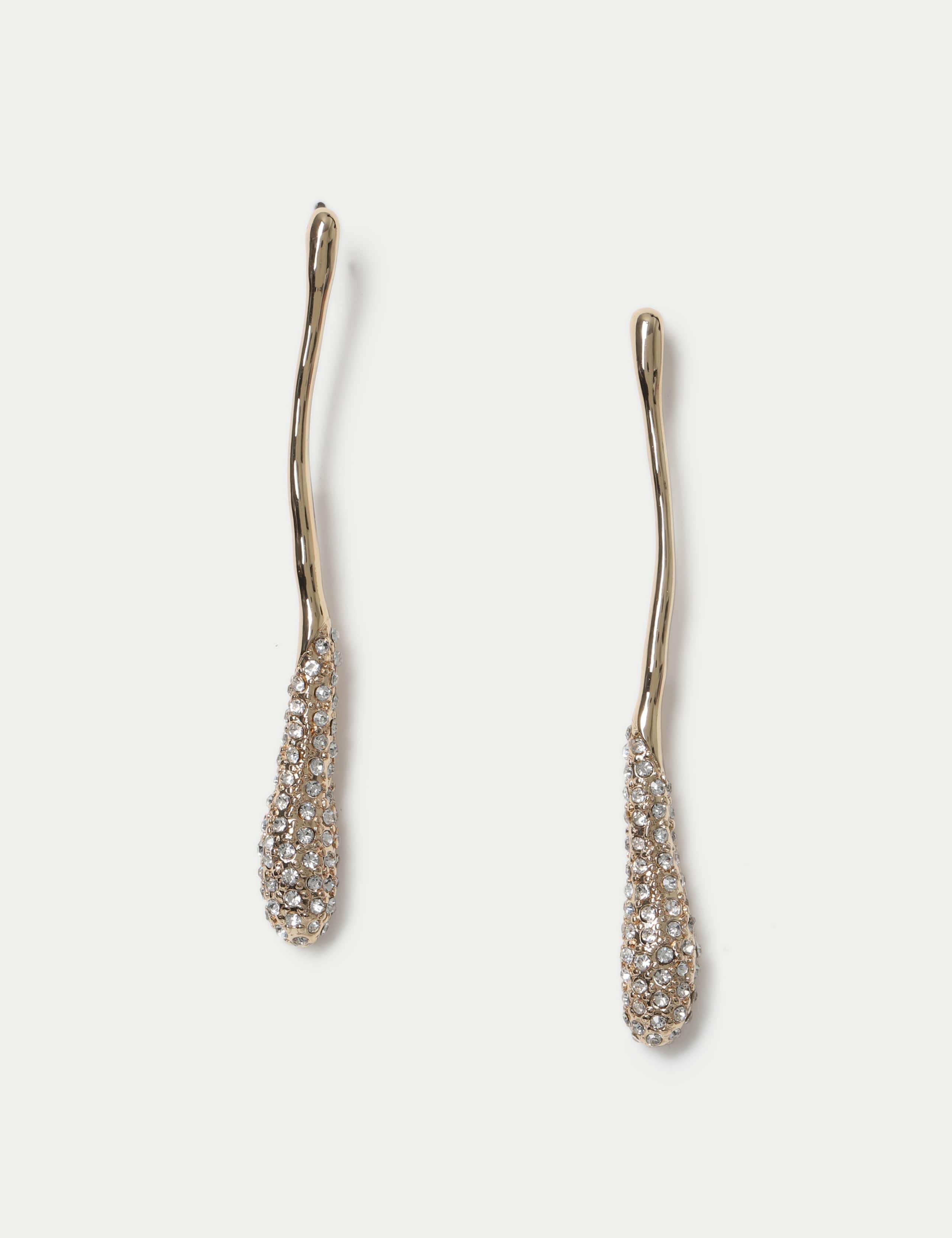 Elongated Embellished Drop Earrings