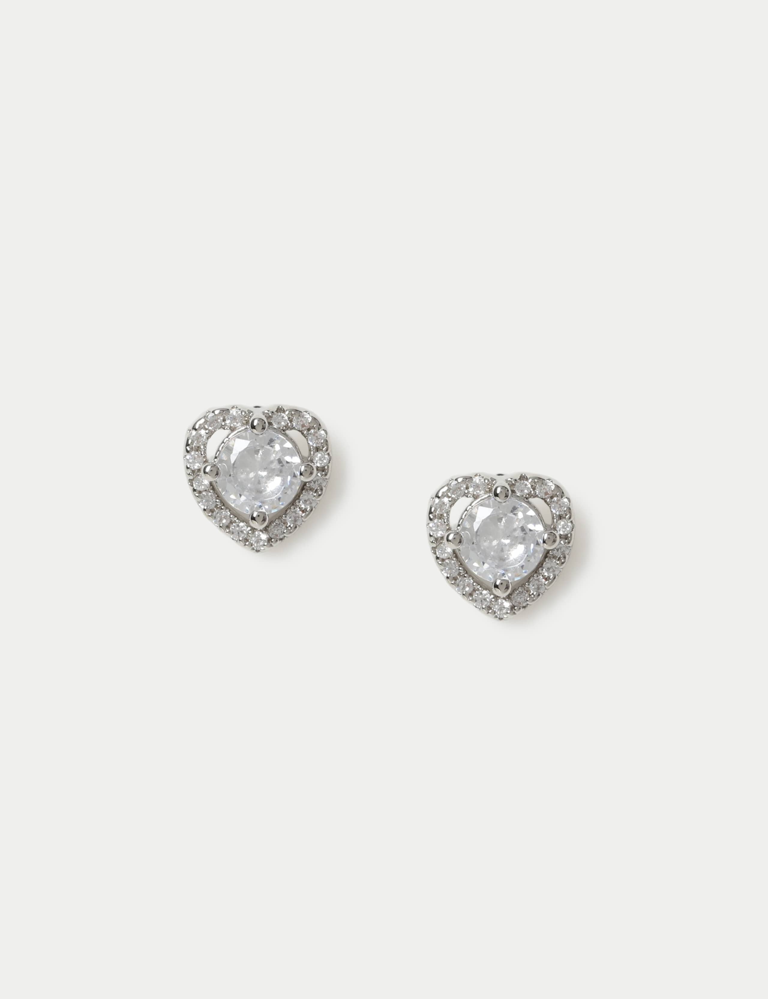 Platinum Plated Mini Heart Earrings