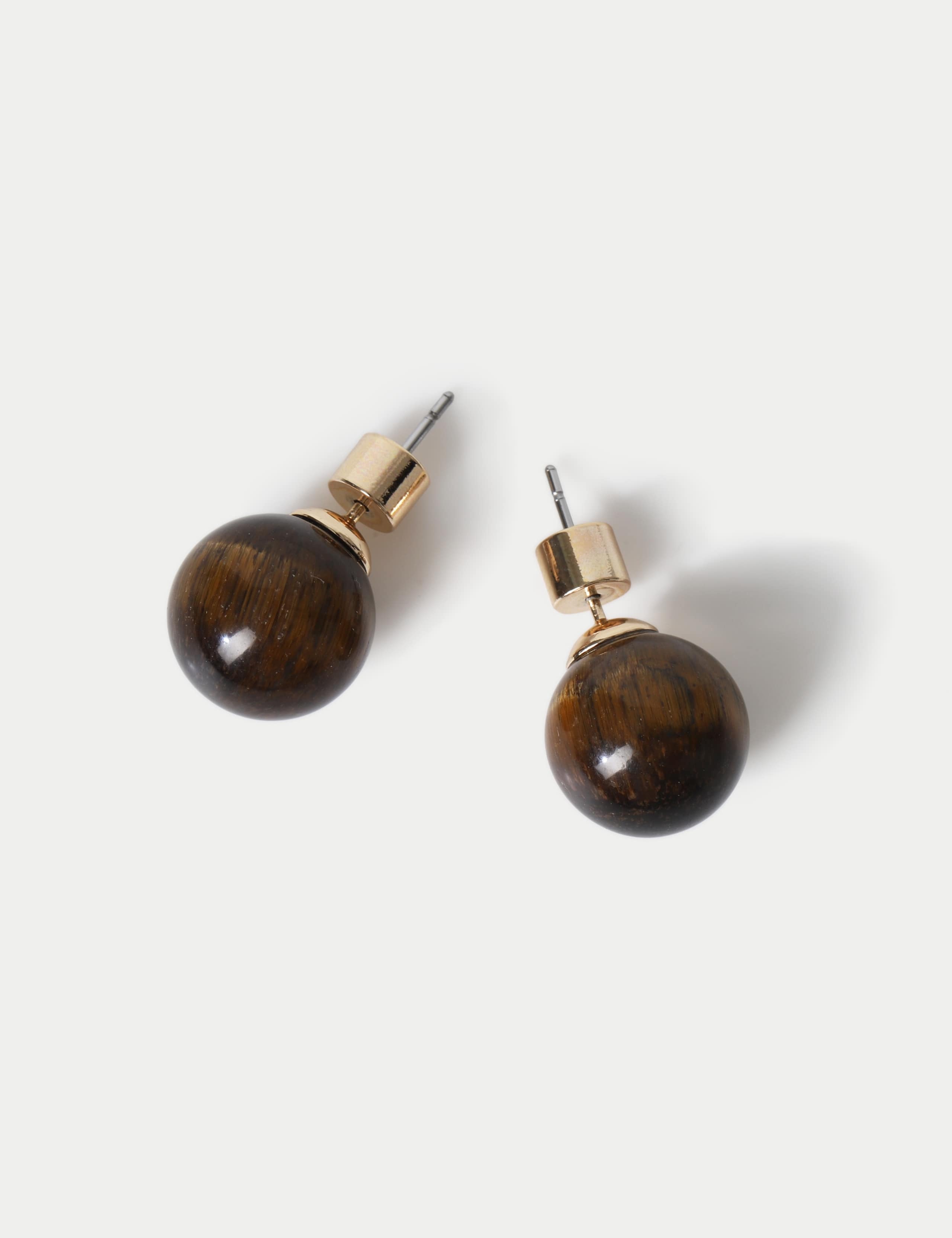 Natural Stone Round Stud Earrings
