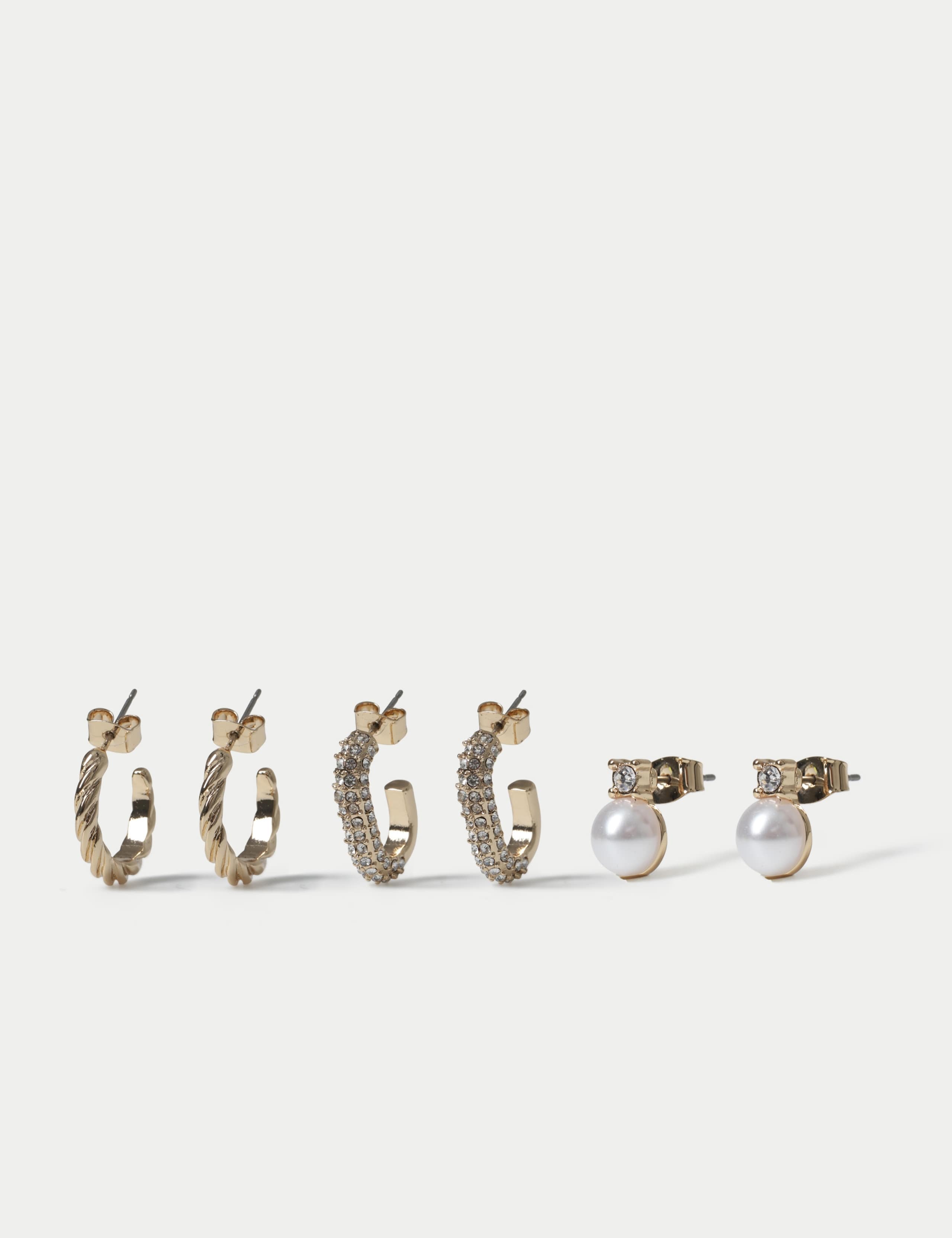 3 Pack Mix Stud Hoop Earrings