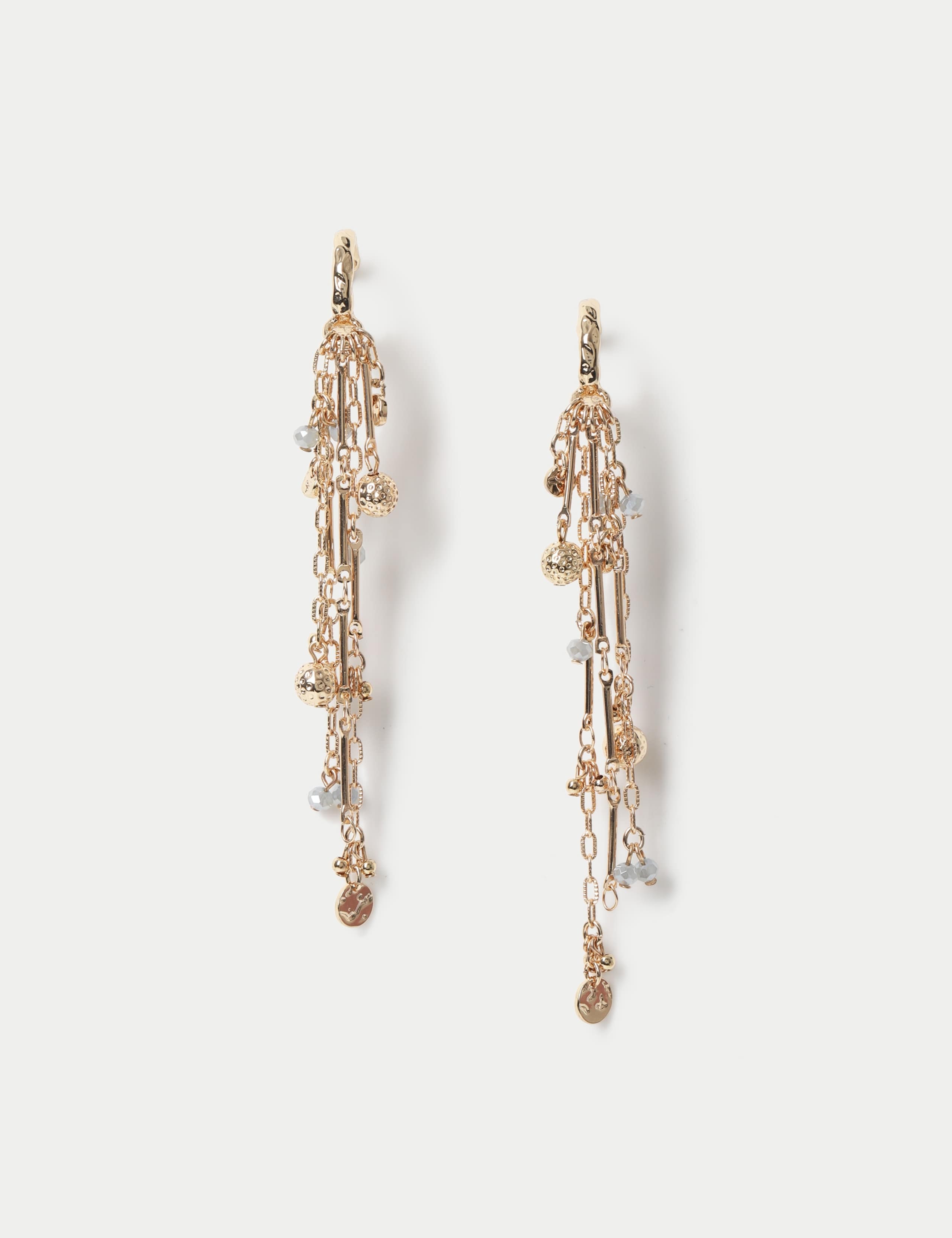 Natural Stone Tassel Hoop Earrings