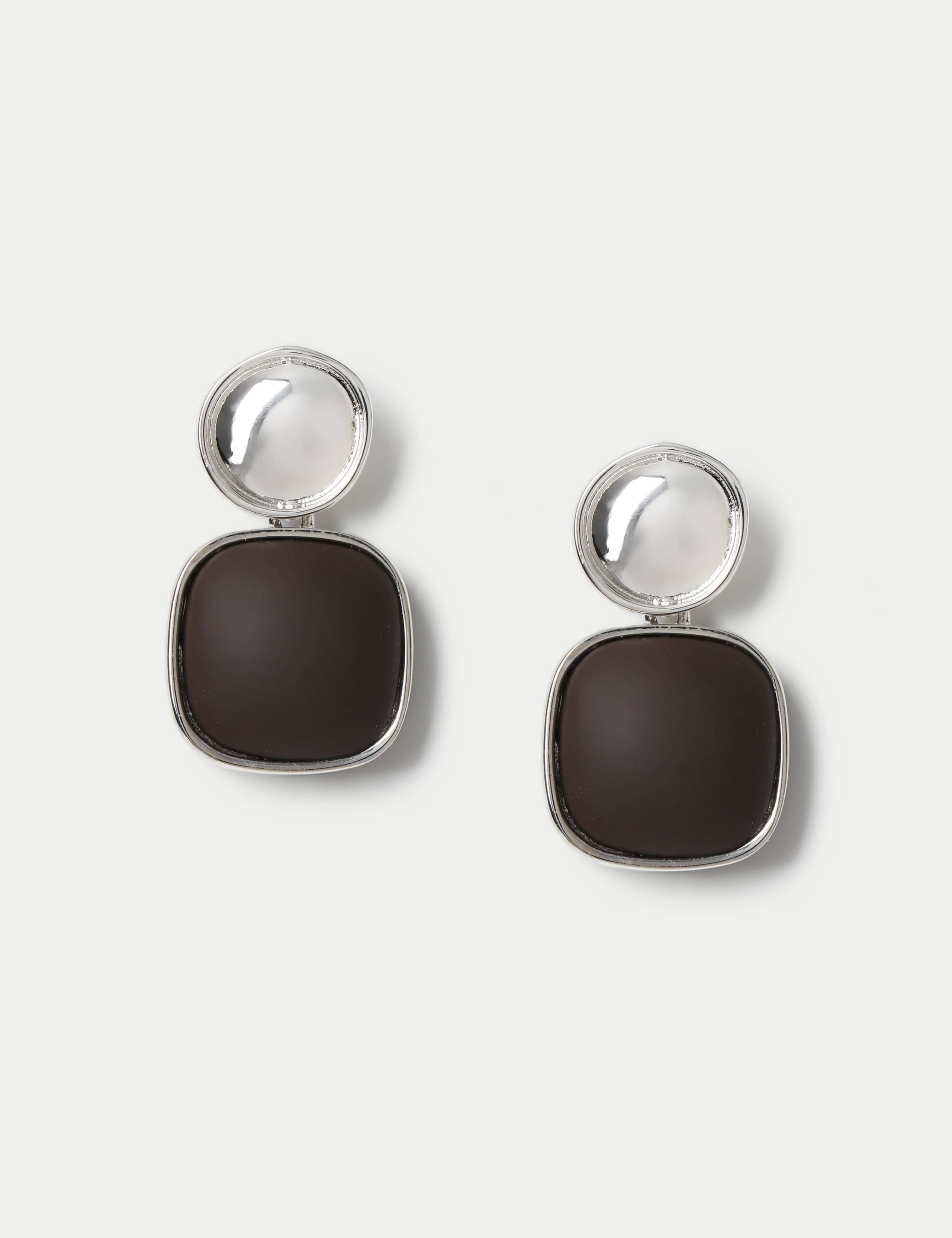 Rhodium Powder Coat Drop Earrings