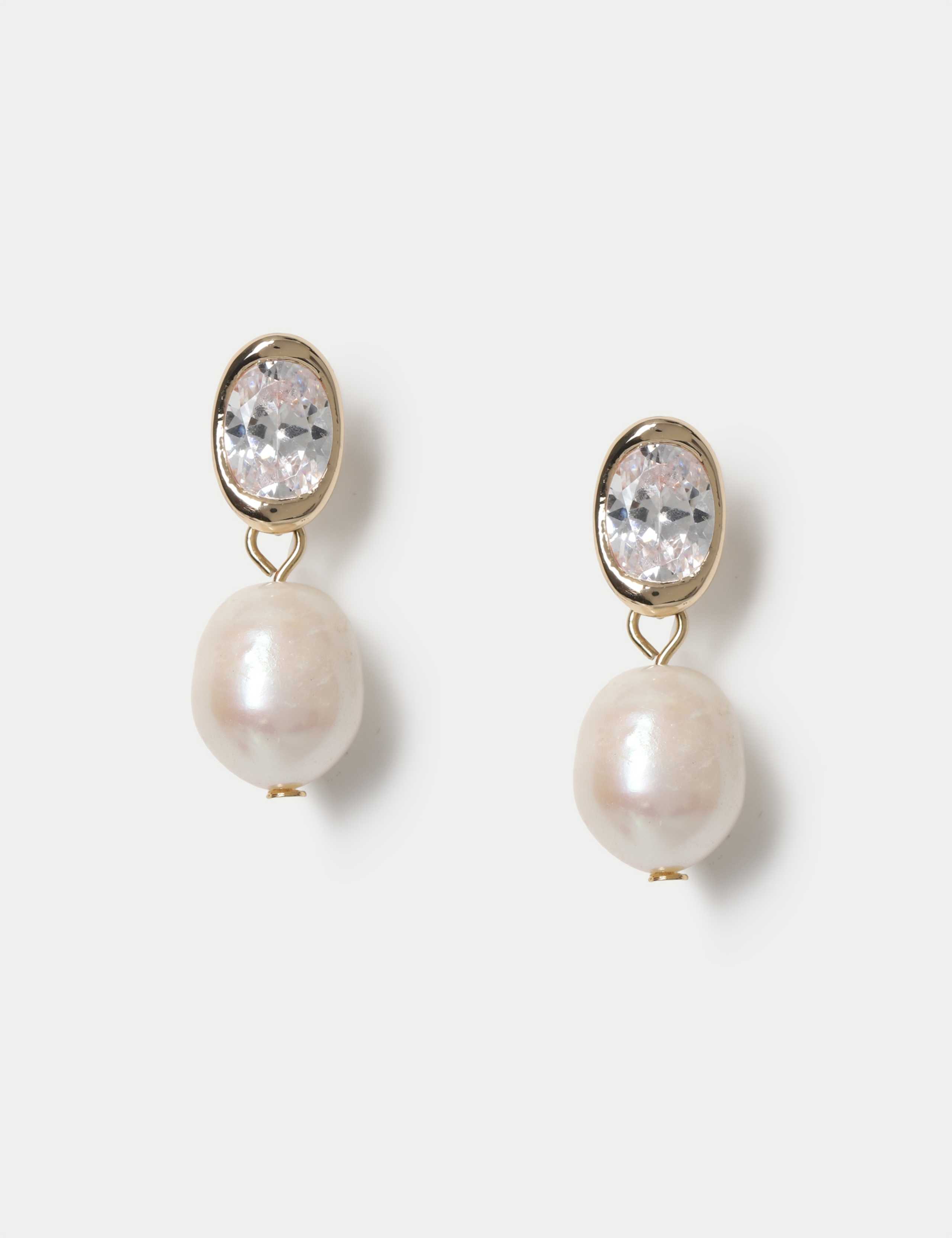 Freshwater Pearl Cubic Zirconia Earrings