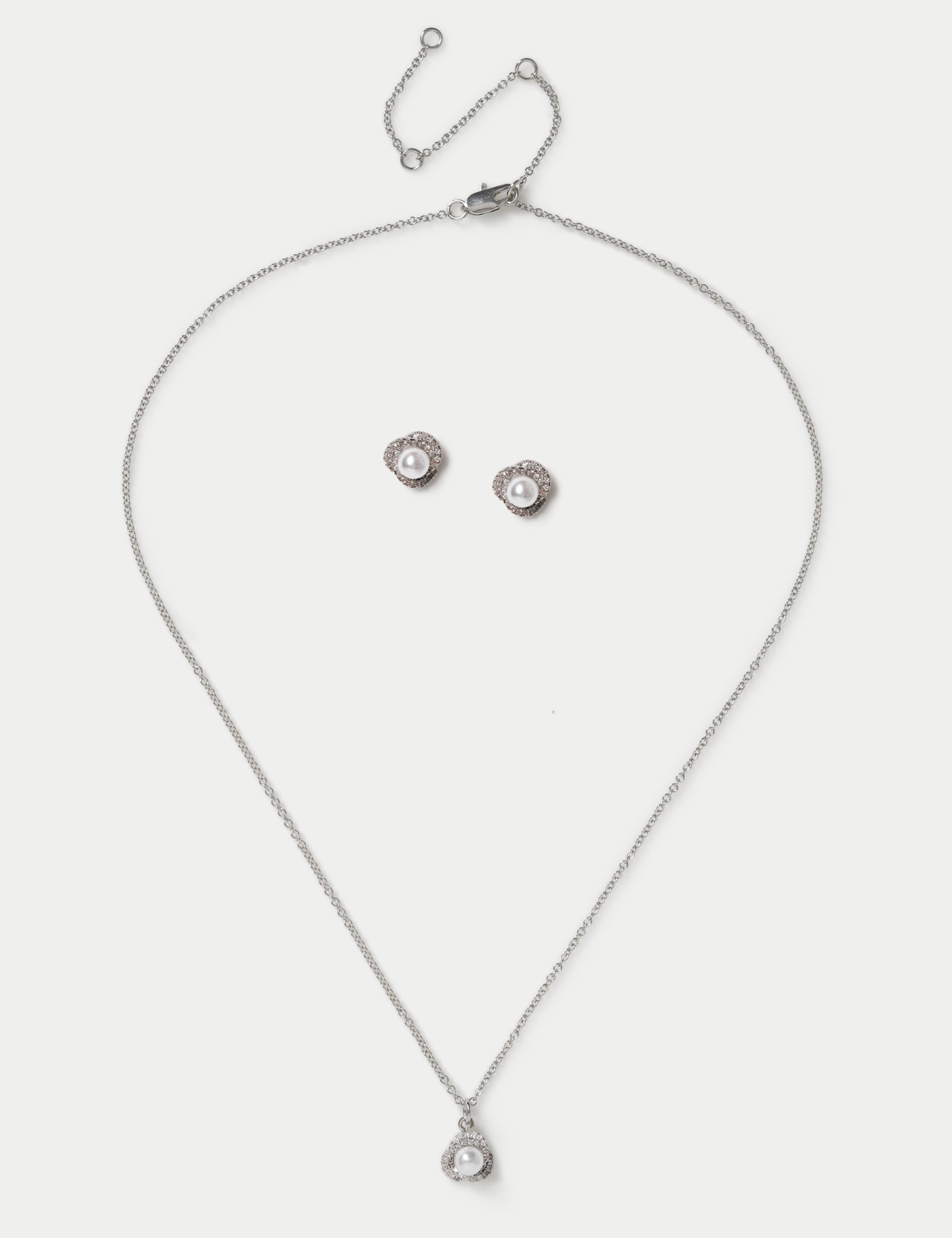 Platinum Plated Necklace and Earring Set