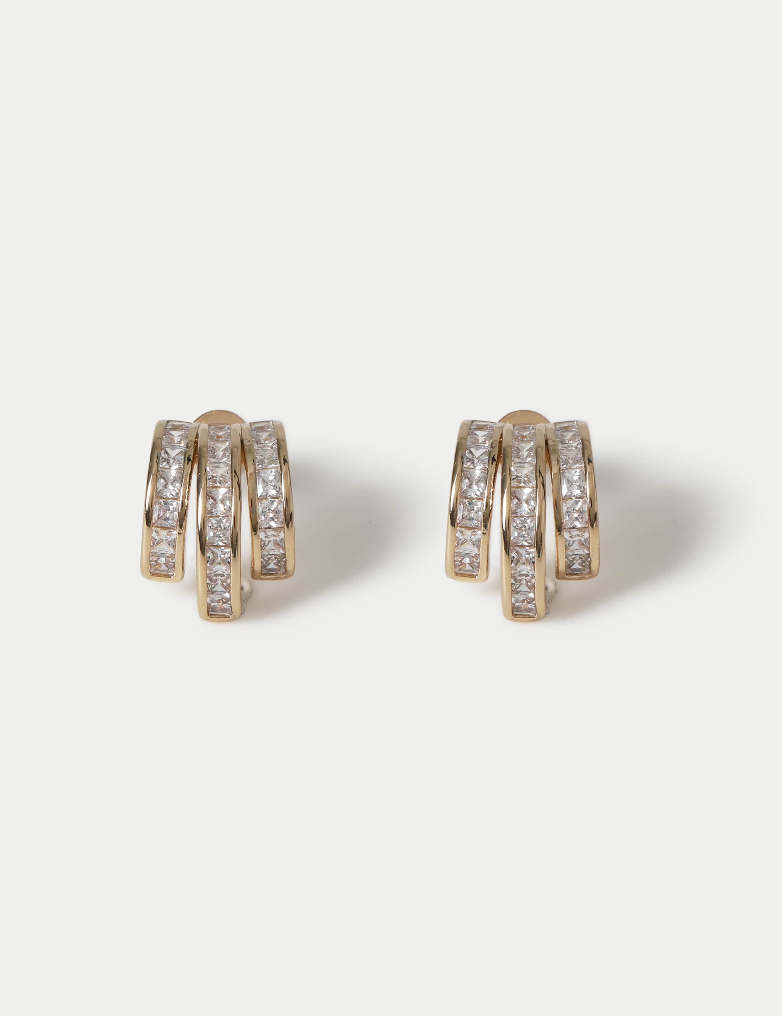 Cubic Zirconia Triple Hoop Earrings
