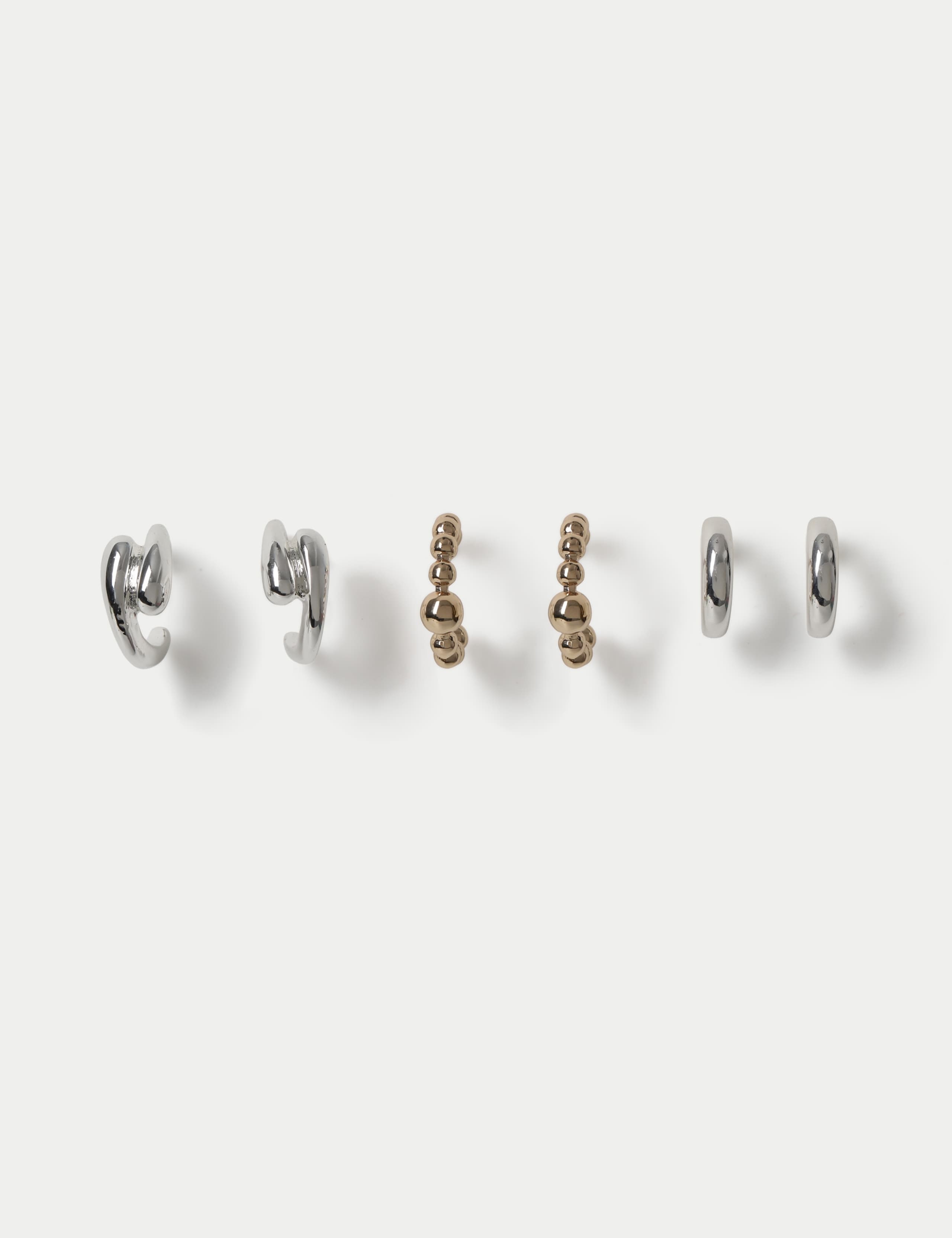 3 Pack Bobble Swirl Hoop Earrings