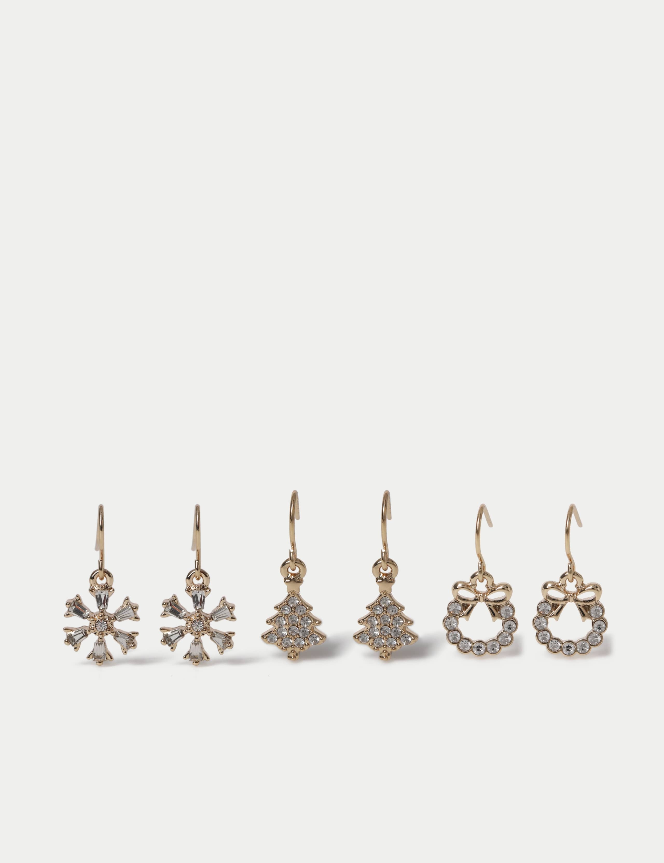 Christmas Gold Tone Earring Pack