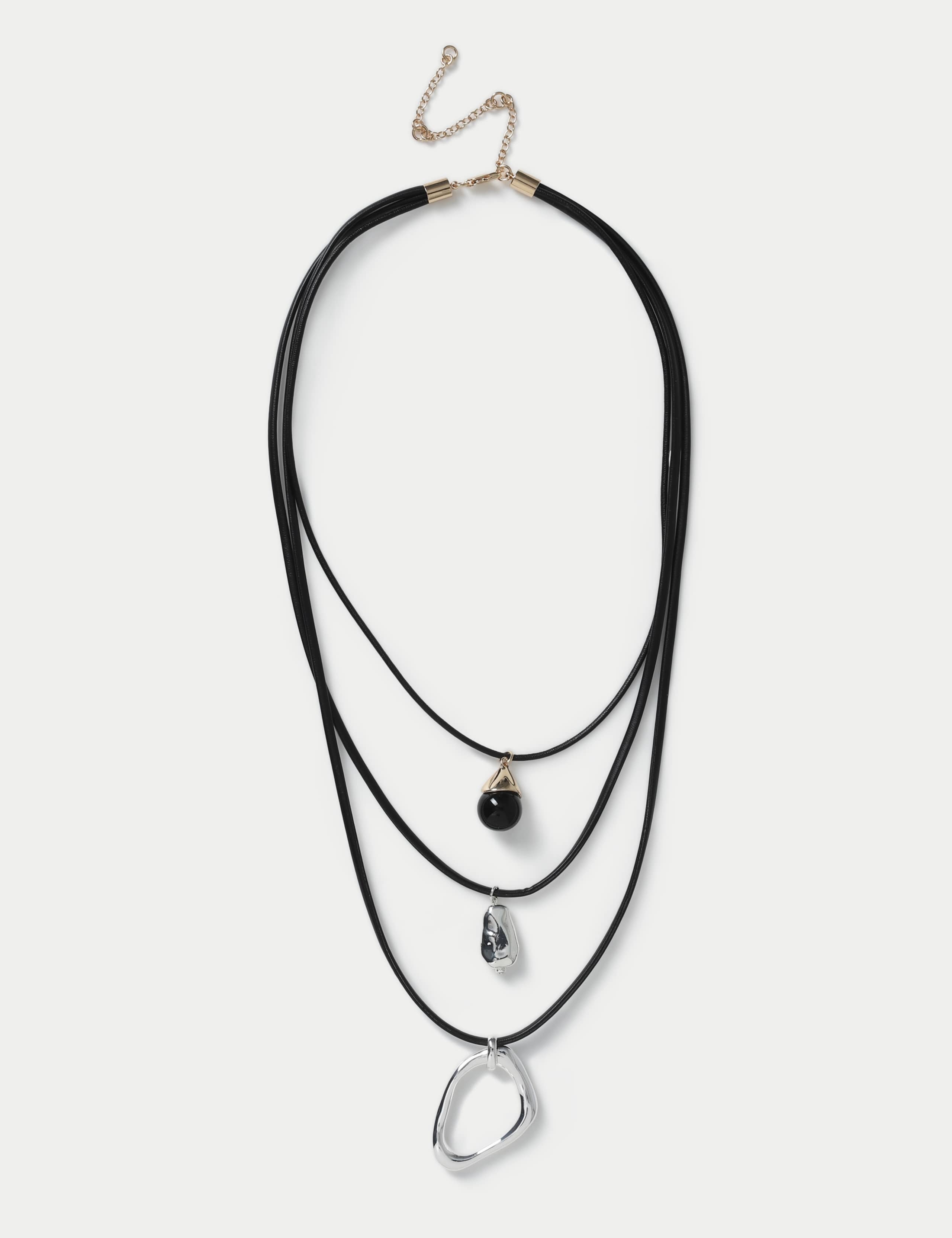 Multirow Cord and Pendant Necklace