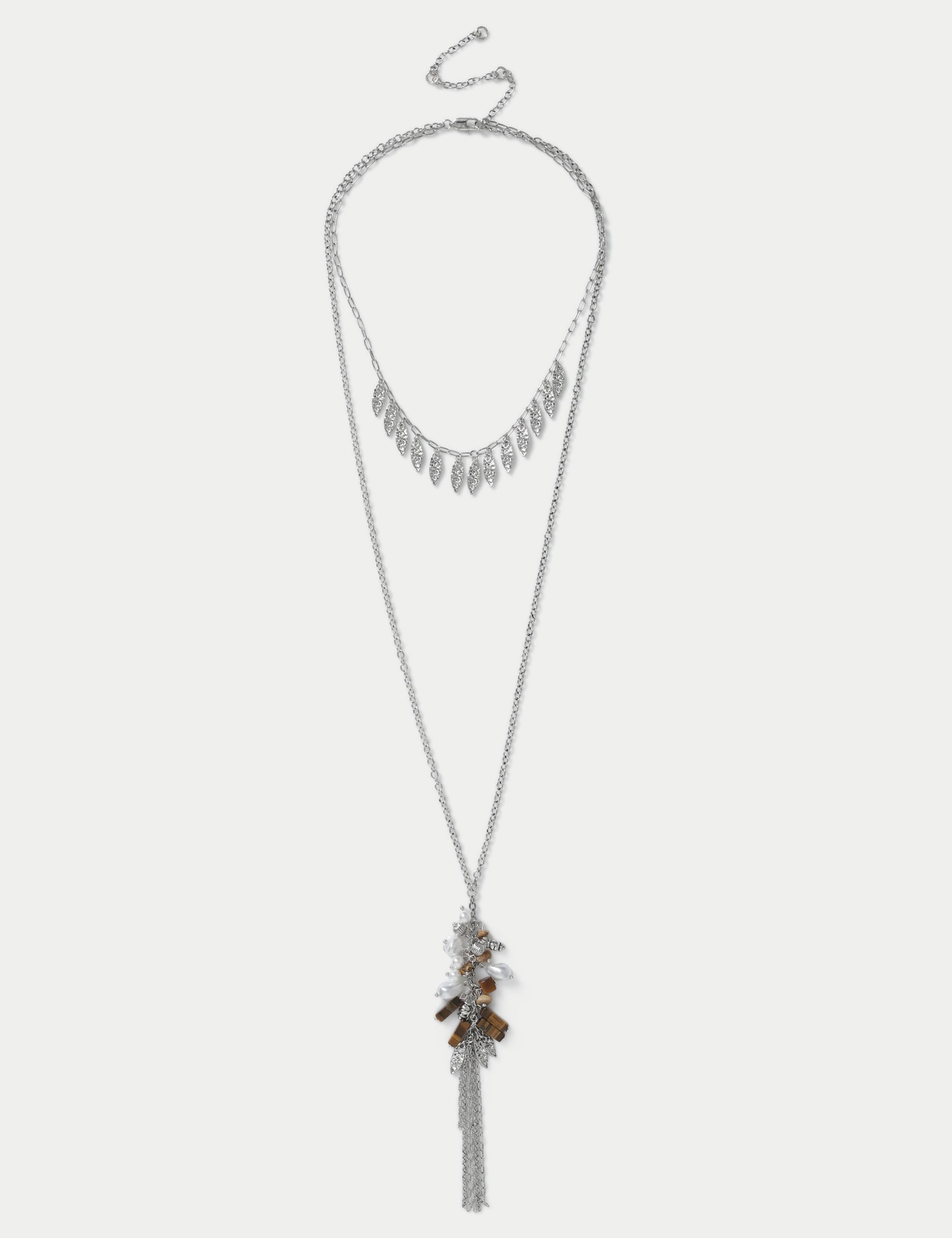 Multirow Tassel and Charm Necklace