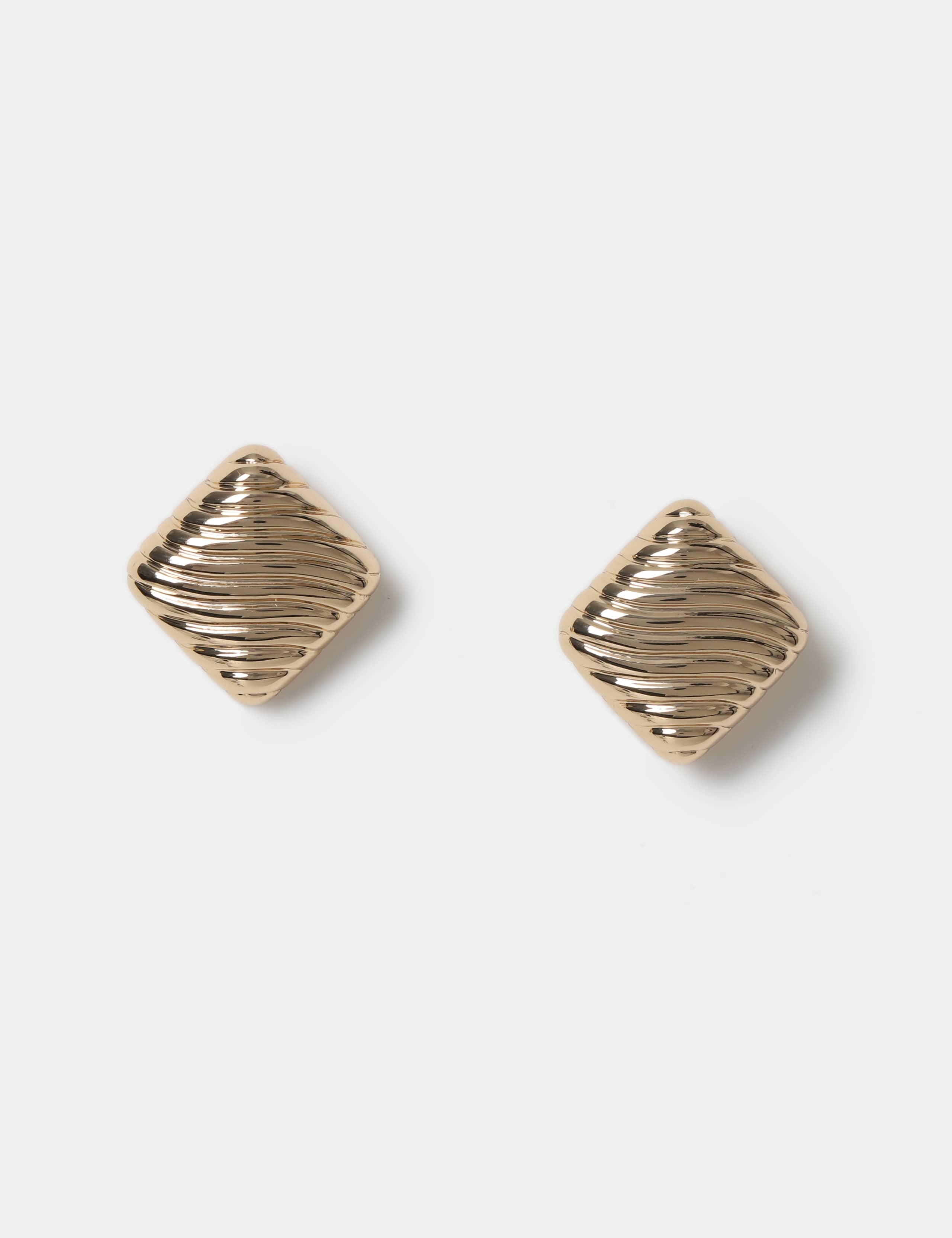 Gold Tone Texture Square Earrings
