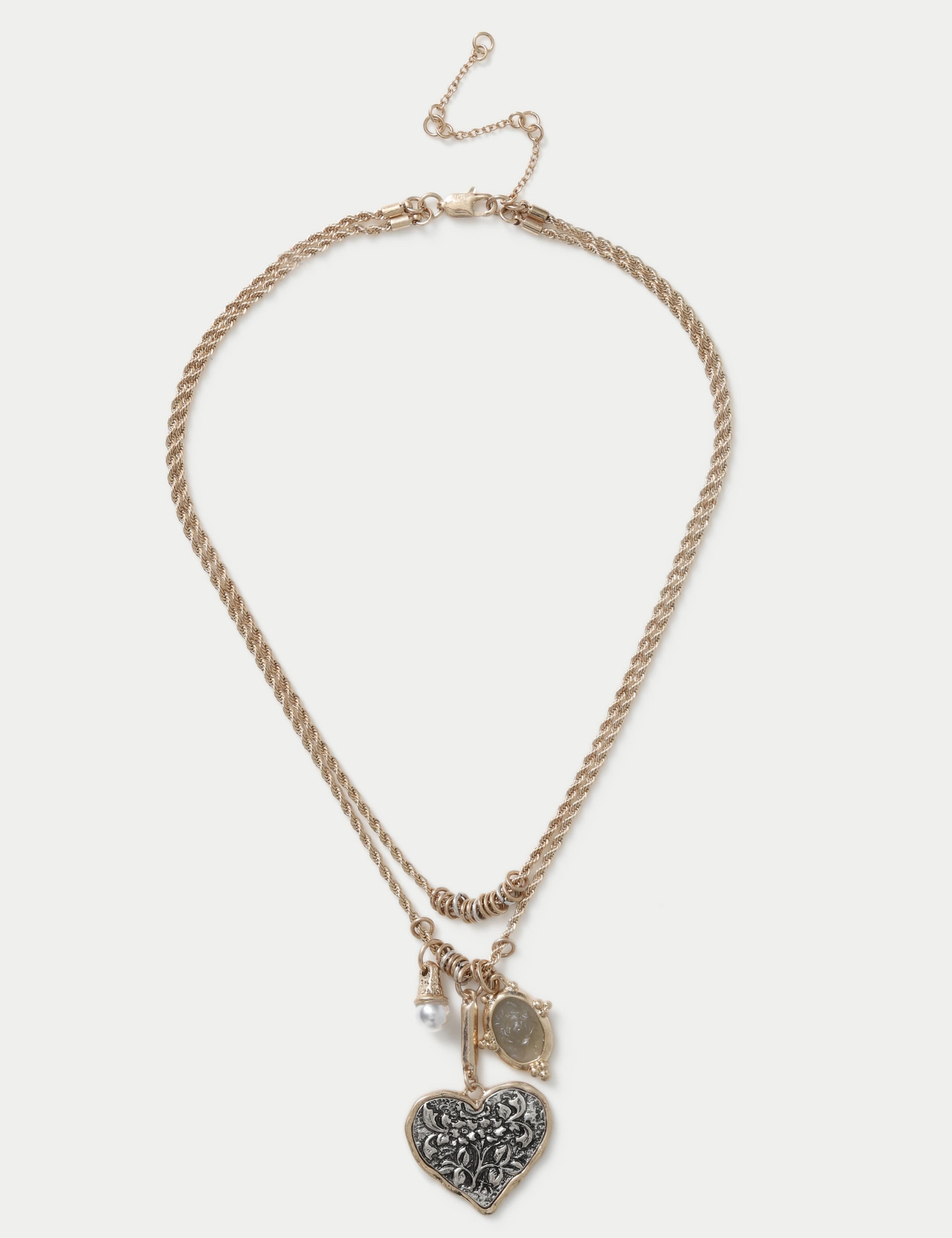 Multi Charm Heart Pendant Necklace