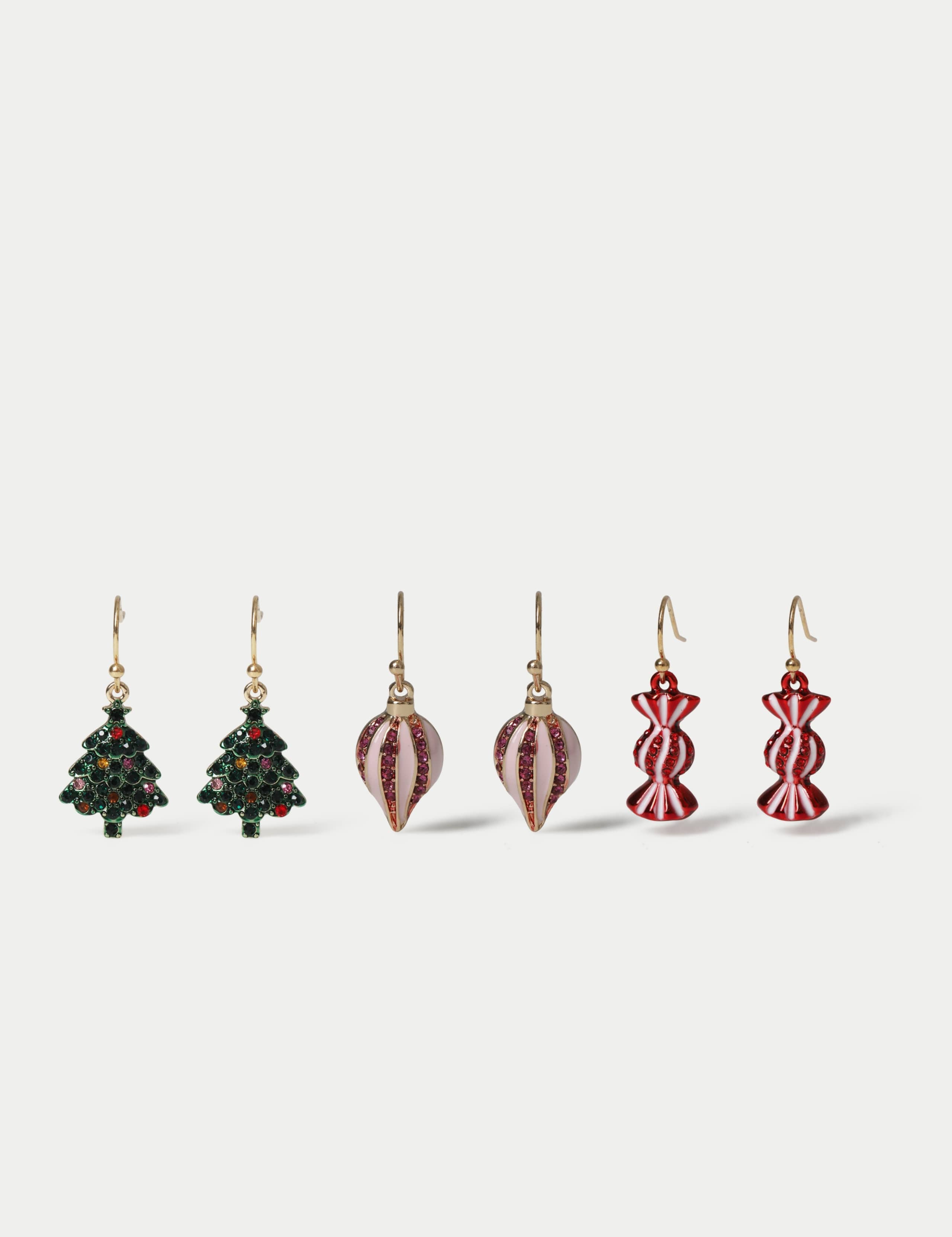 Christmas 3 Pack Tree Drop Earrings