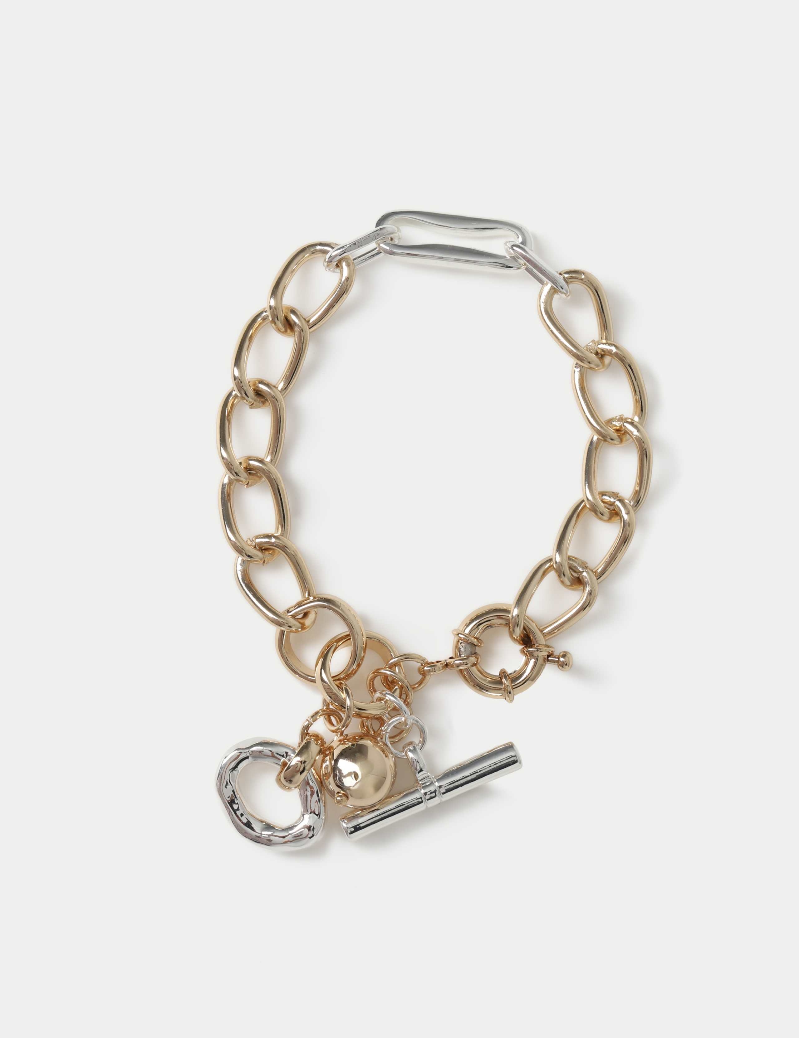 Mixed Metal T-Bar Chain Bracelet