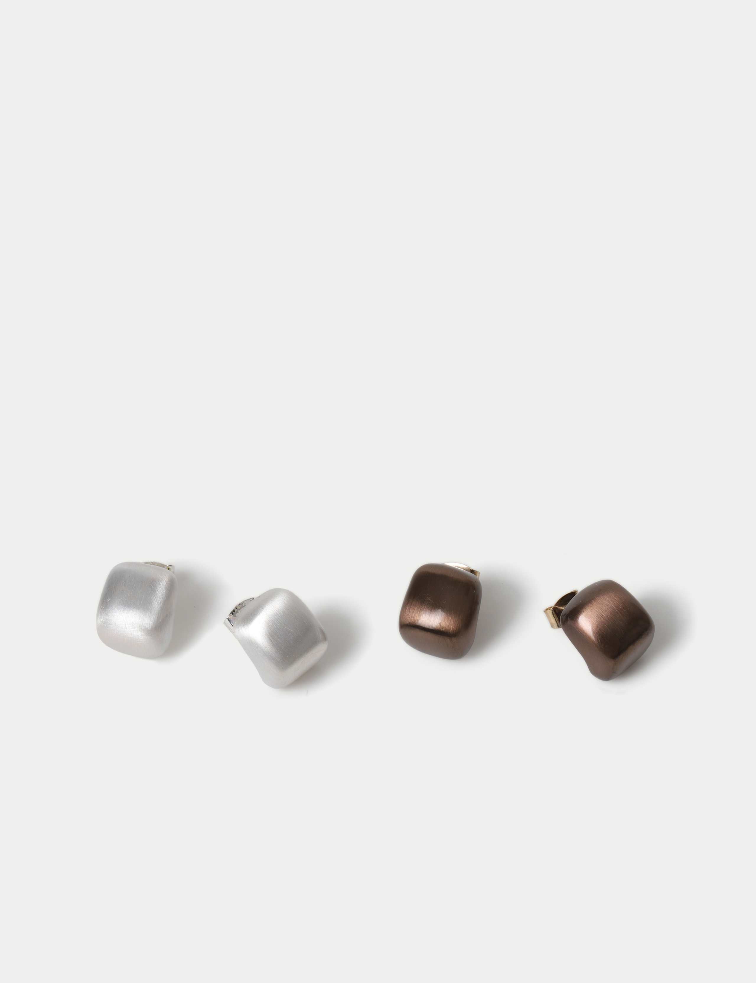 2 Pack Brushed Square Stud Earrings