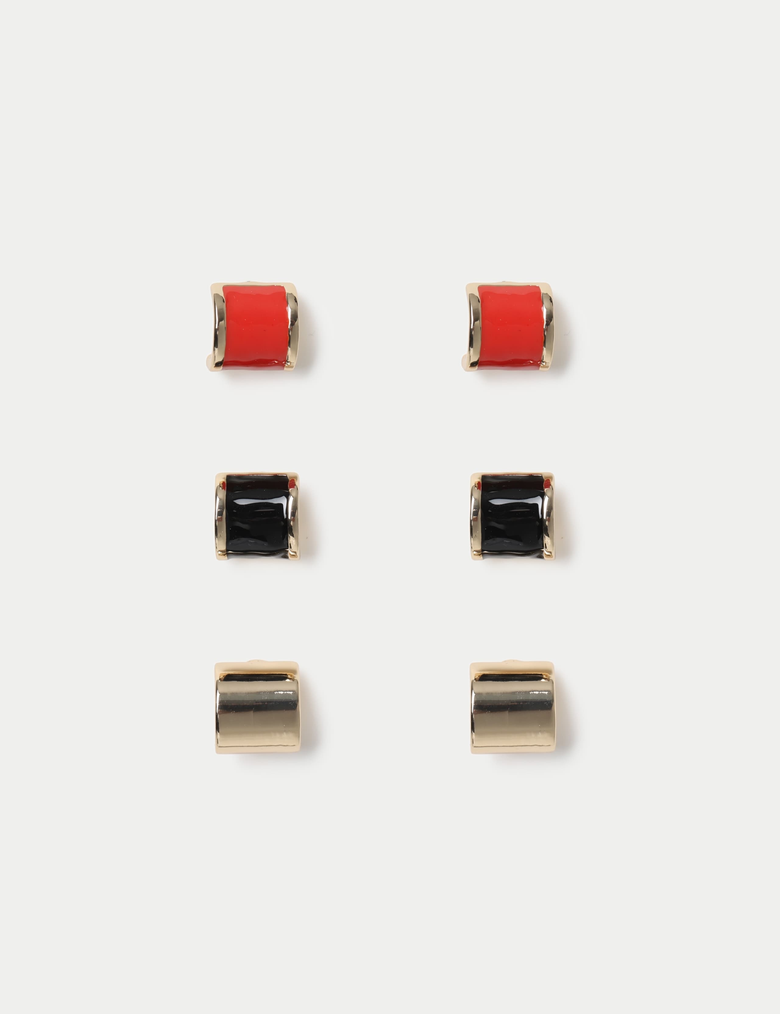 3 Pack Square Stud Earrings