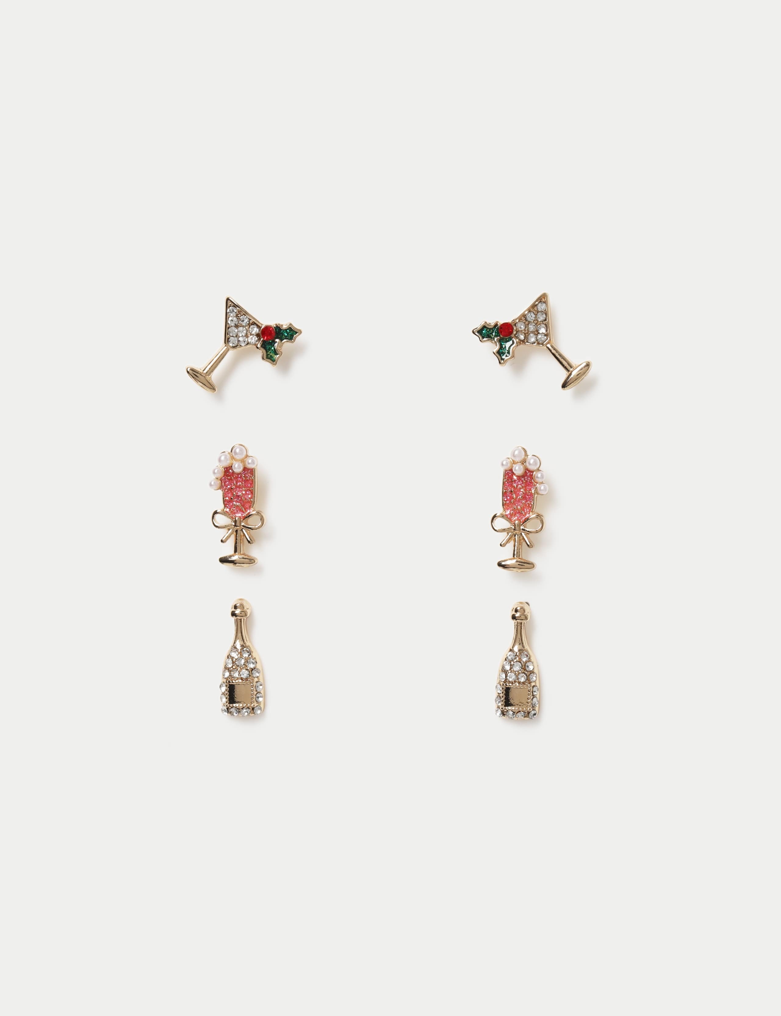 Christmas 3 Pack Cocktail Stud Earrings