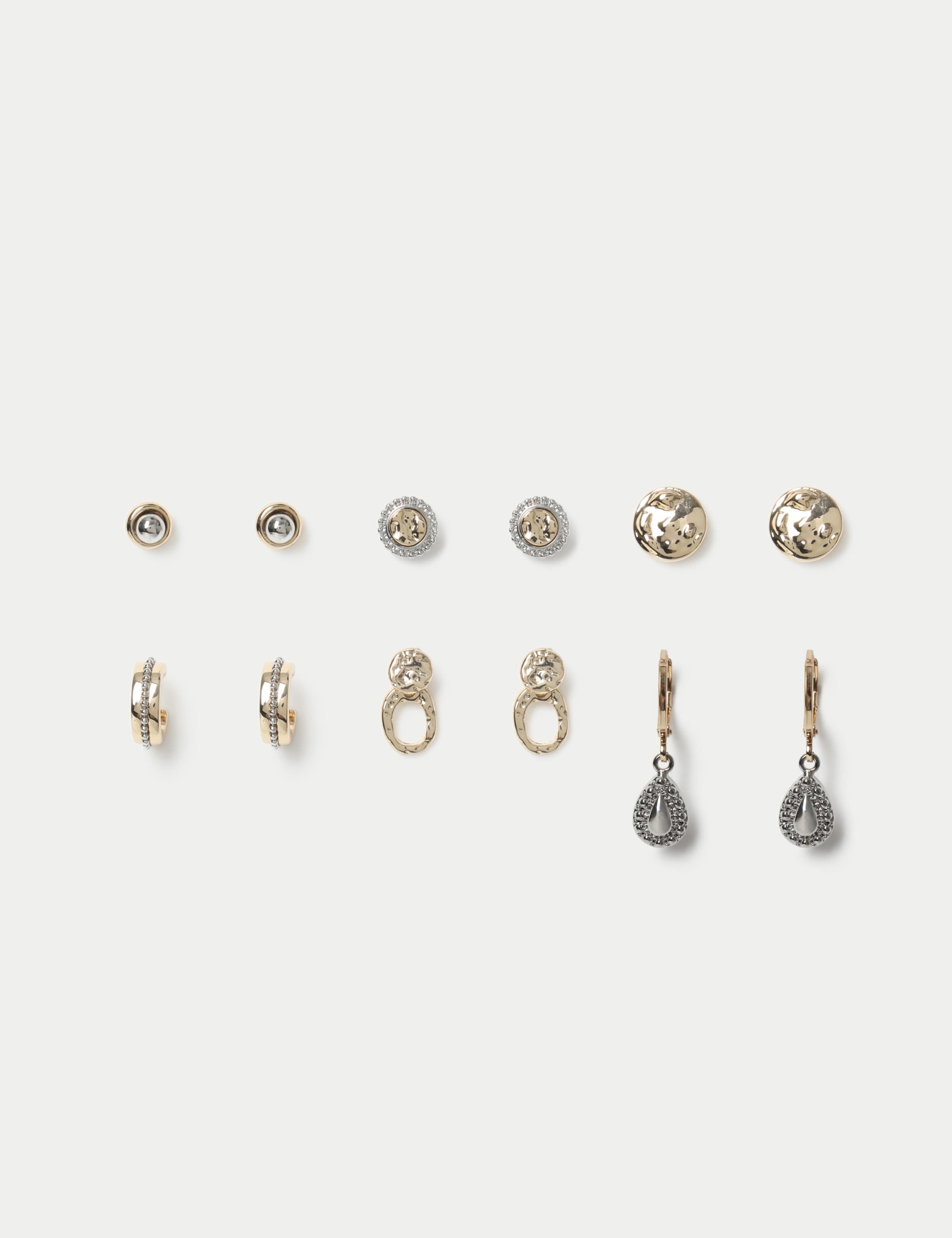 Per Una 6 Pack Mixed Metal Stud Earrings