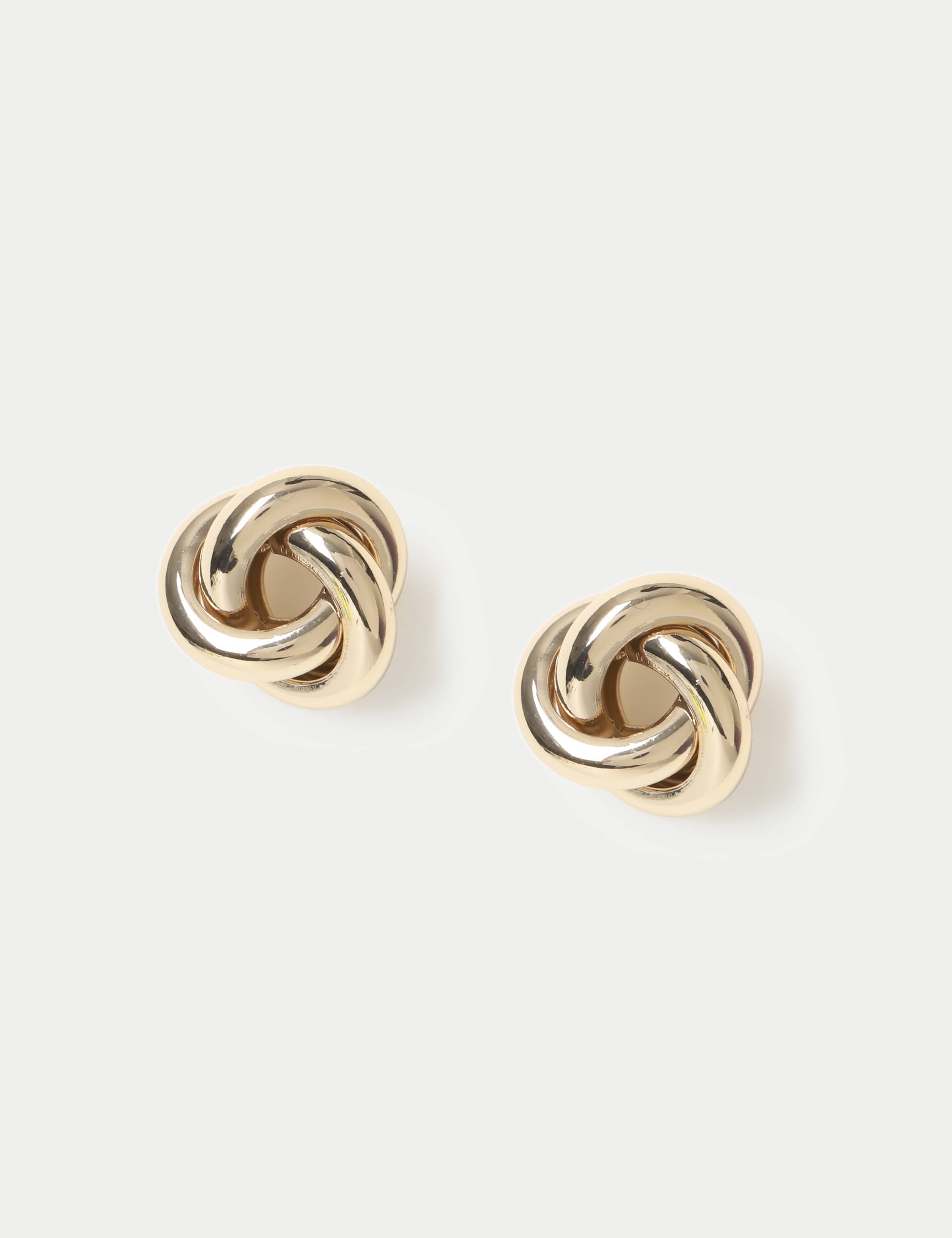 Gold Tone Knot Stud Earrings