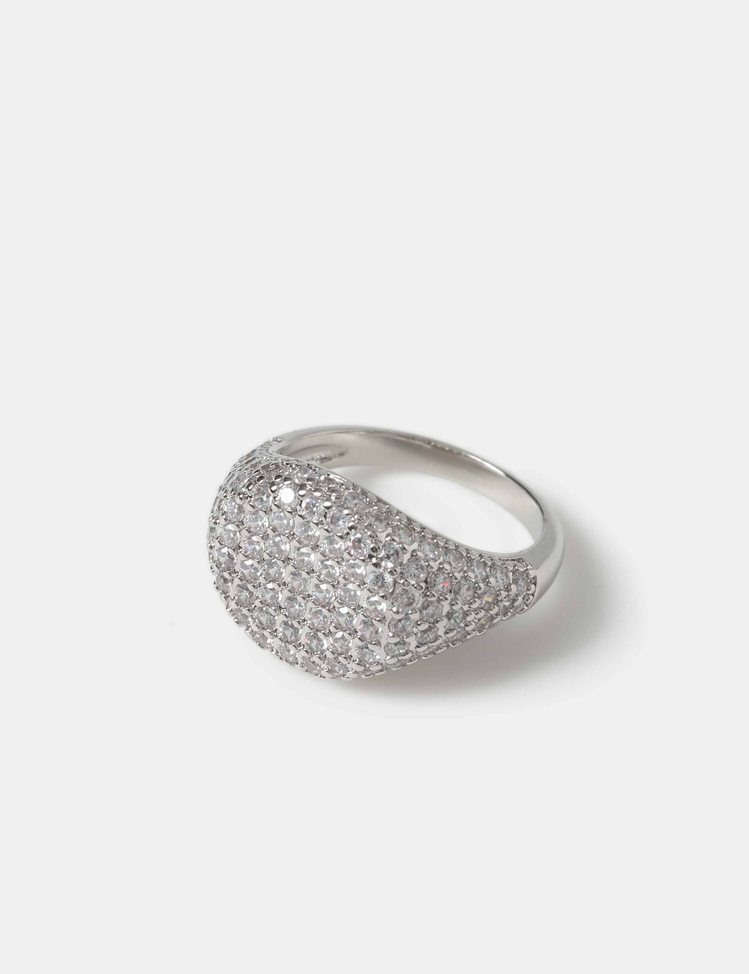 Platinum Plated Pave Pinky Ring