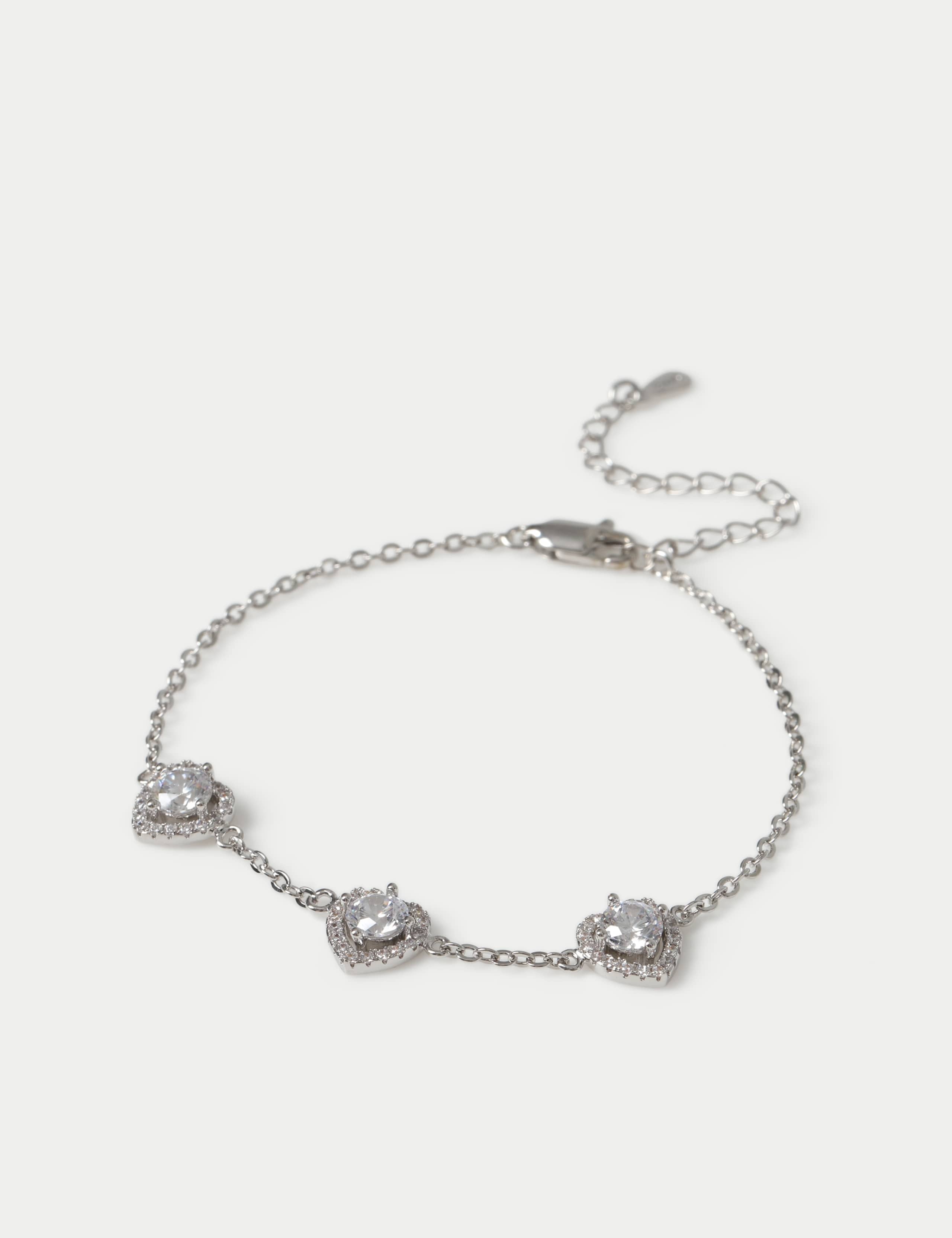 Platinum Plated Heart Bracelet