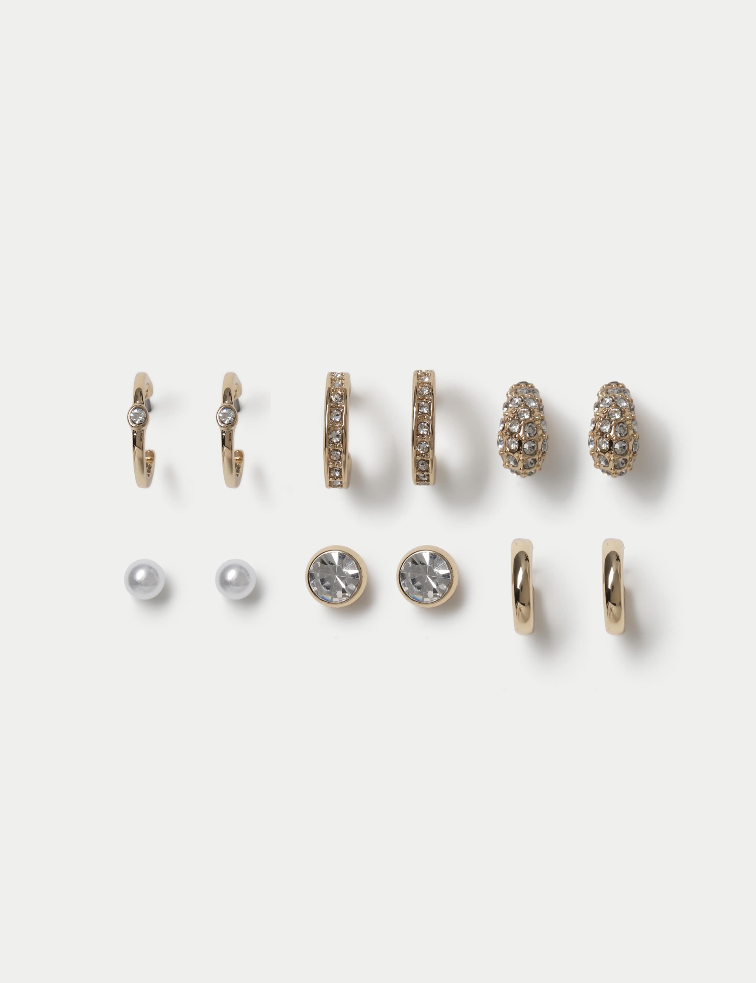 Crystal 6 Pack Stud Earrings Set