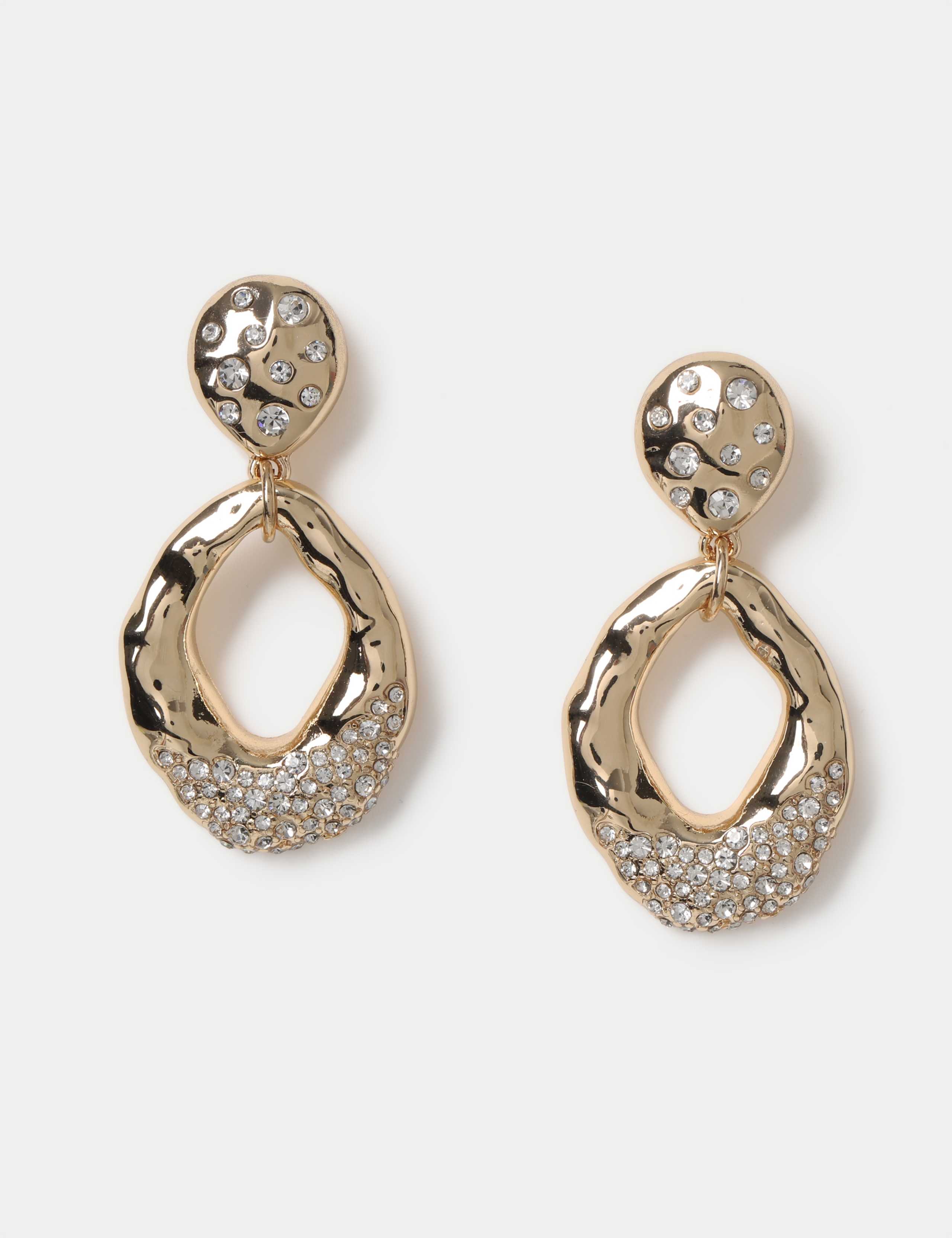 Crystal Circle Double Drop Earrings