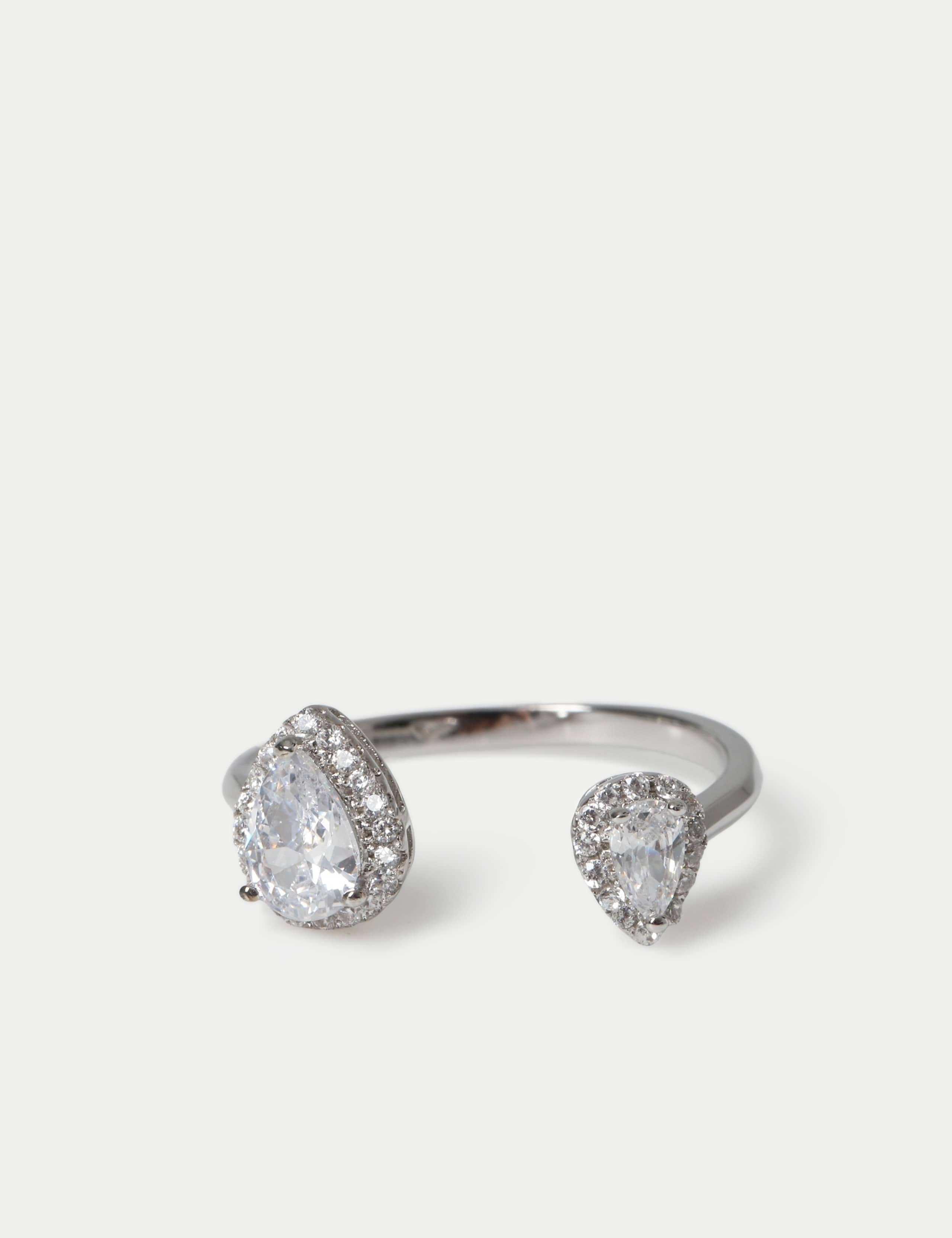 Platinum Plated Double Stone Ring