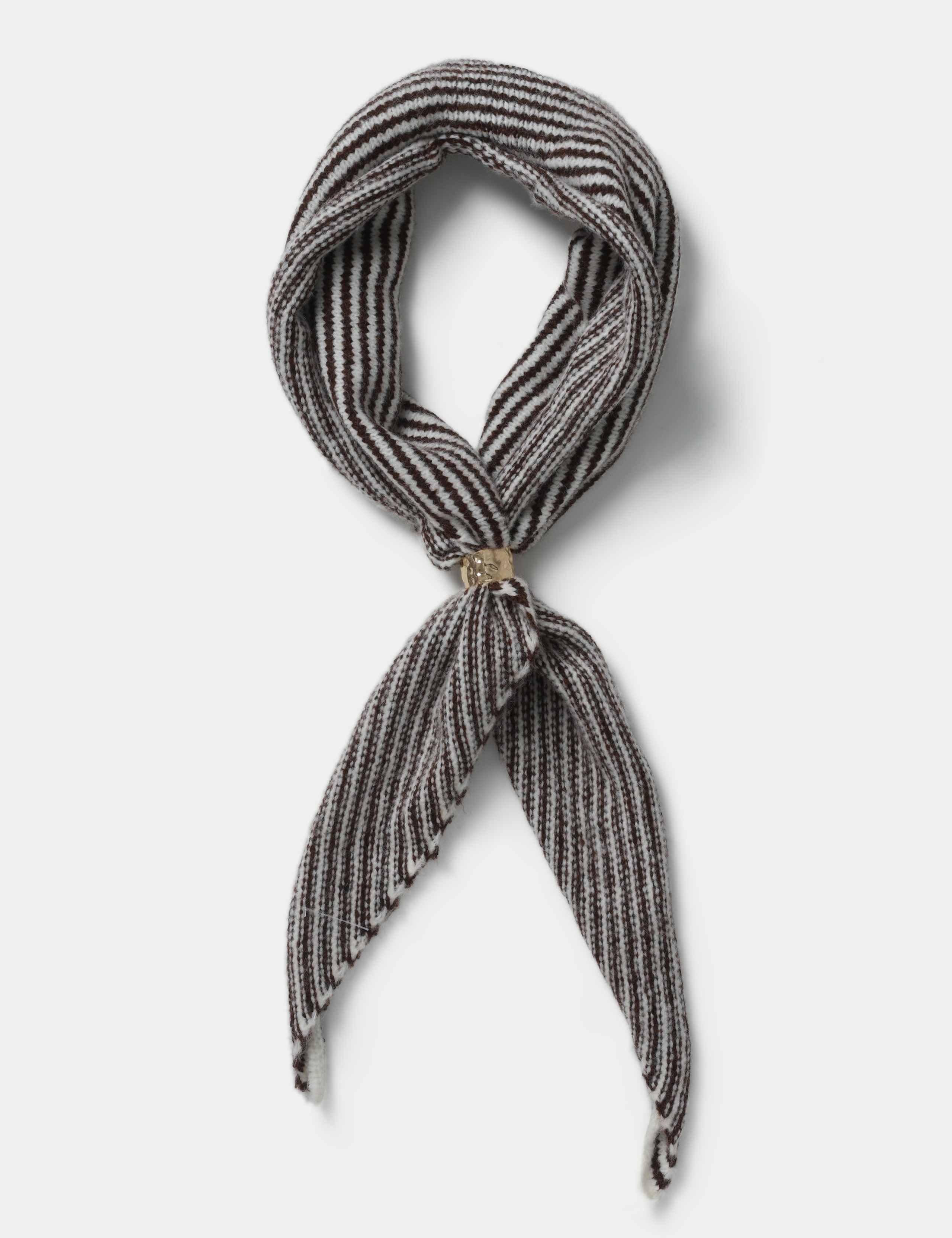 Brown Stripe Thick Toggle Scarf
