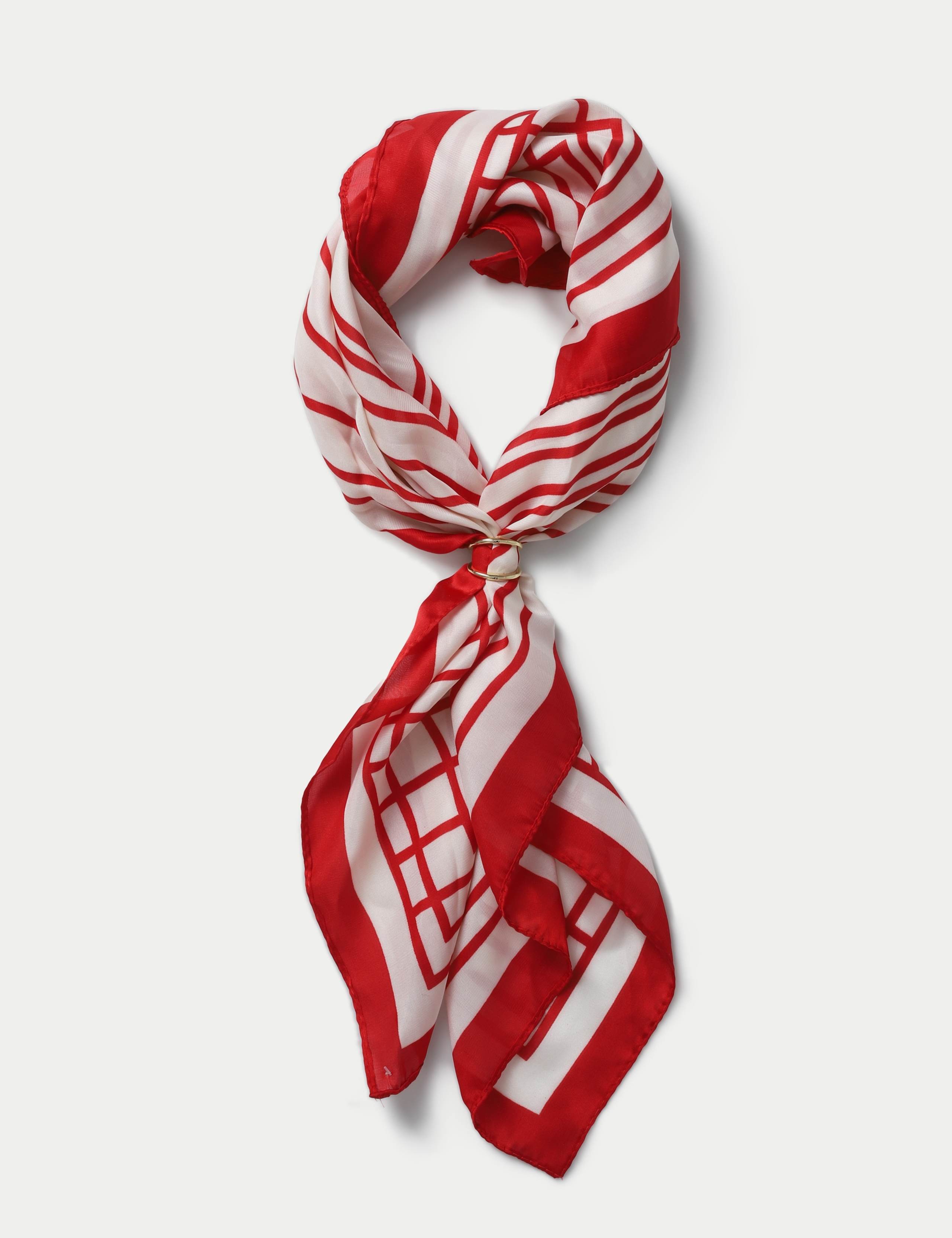 Satin Toggle Red Stripe Scarf