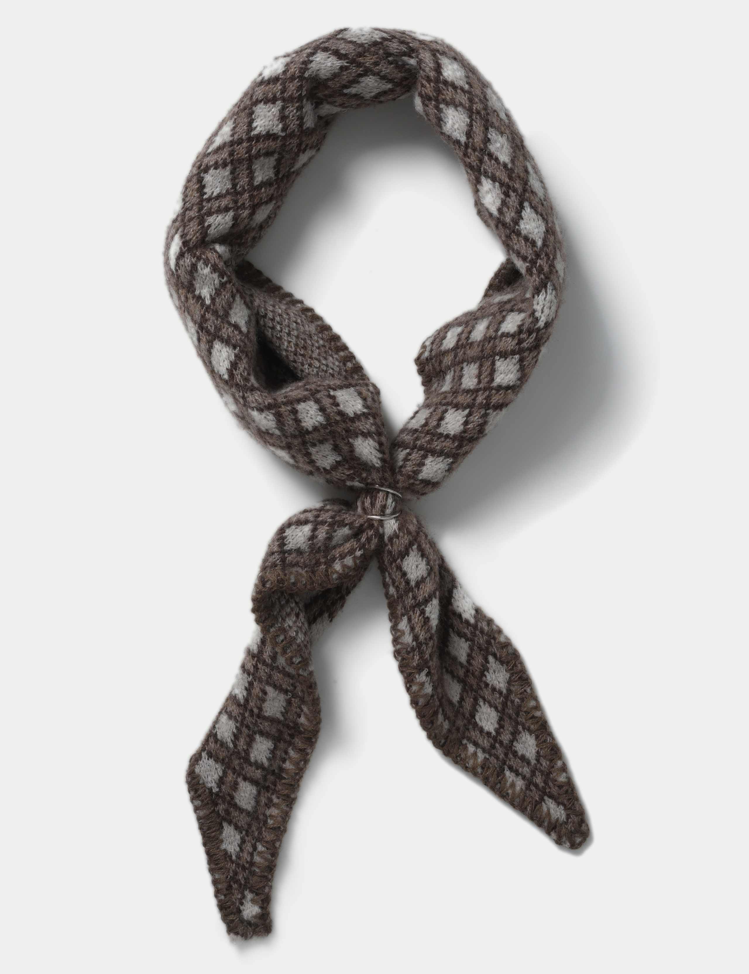 Cream Check Thick Toggle Scarf