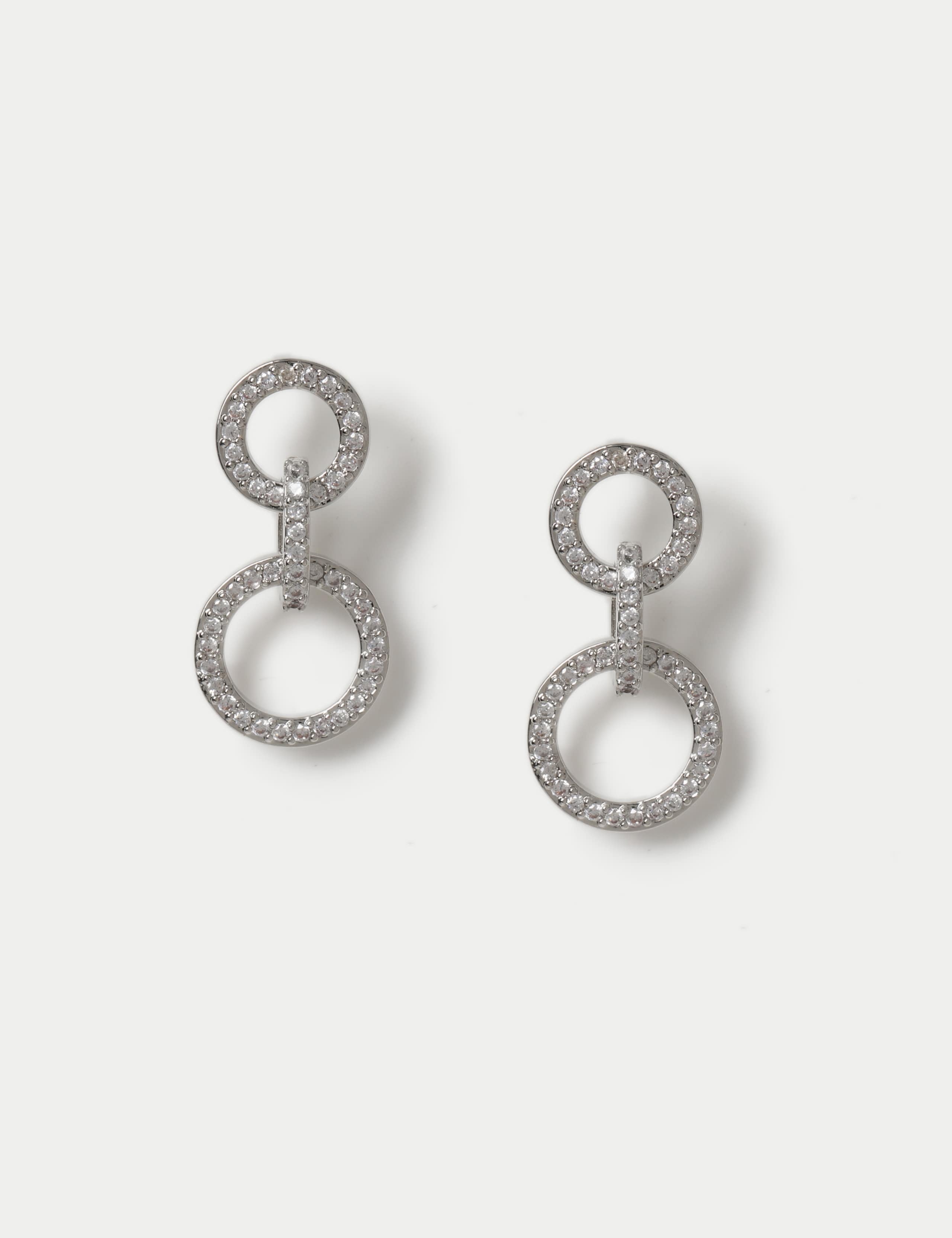 Platinum Plated Link Drop Earrings