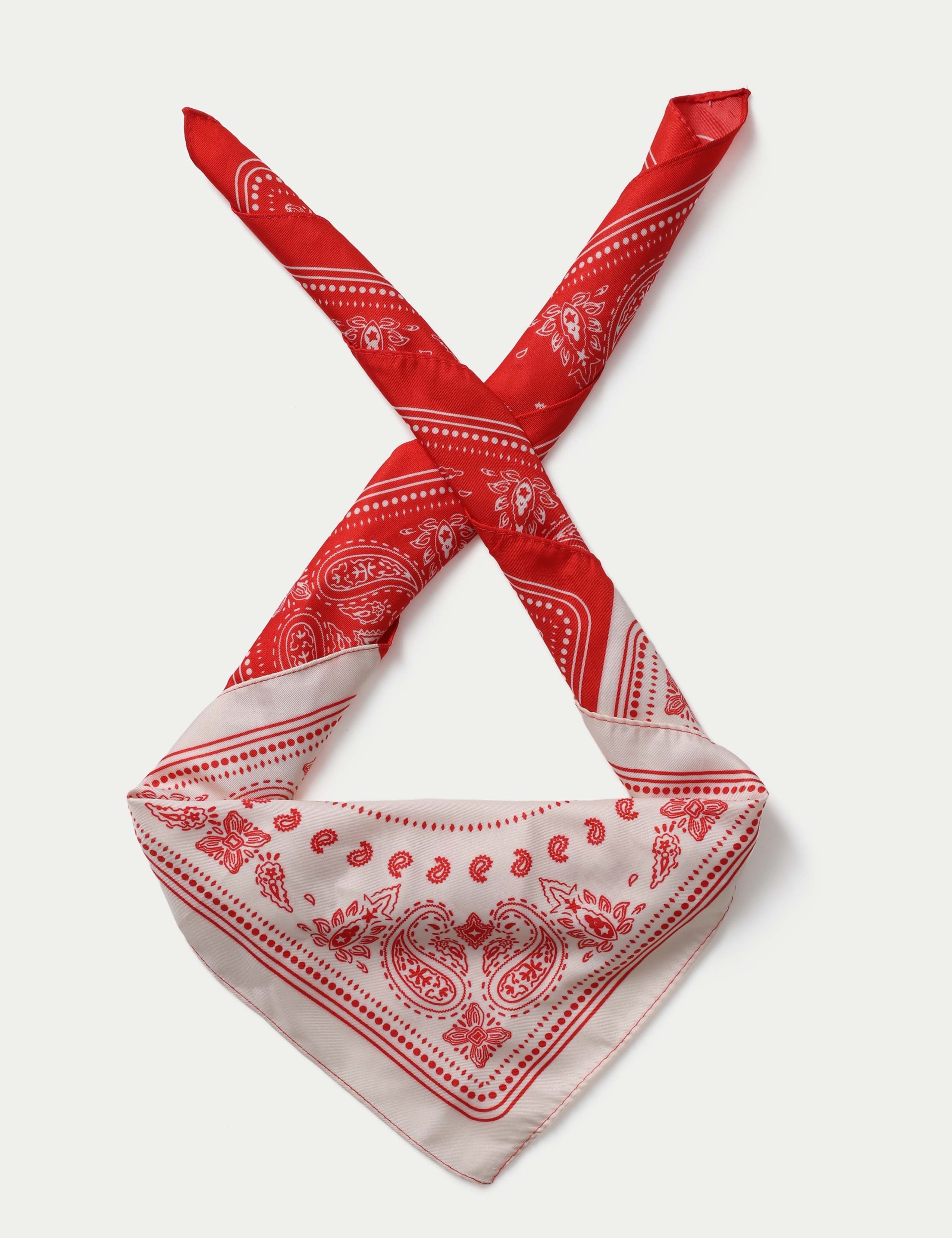 Textured Satin Red Paisley Block Scarf