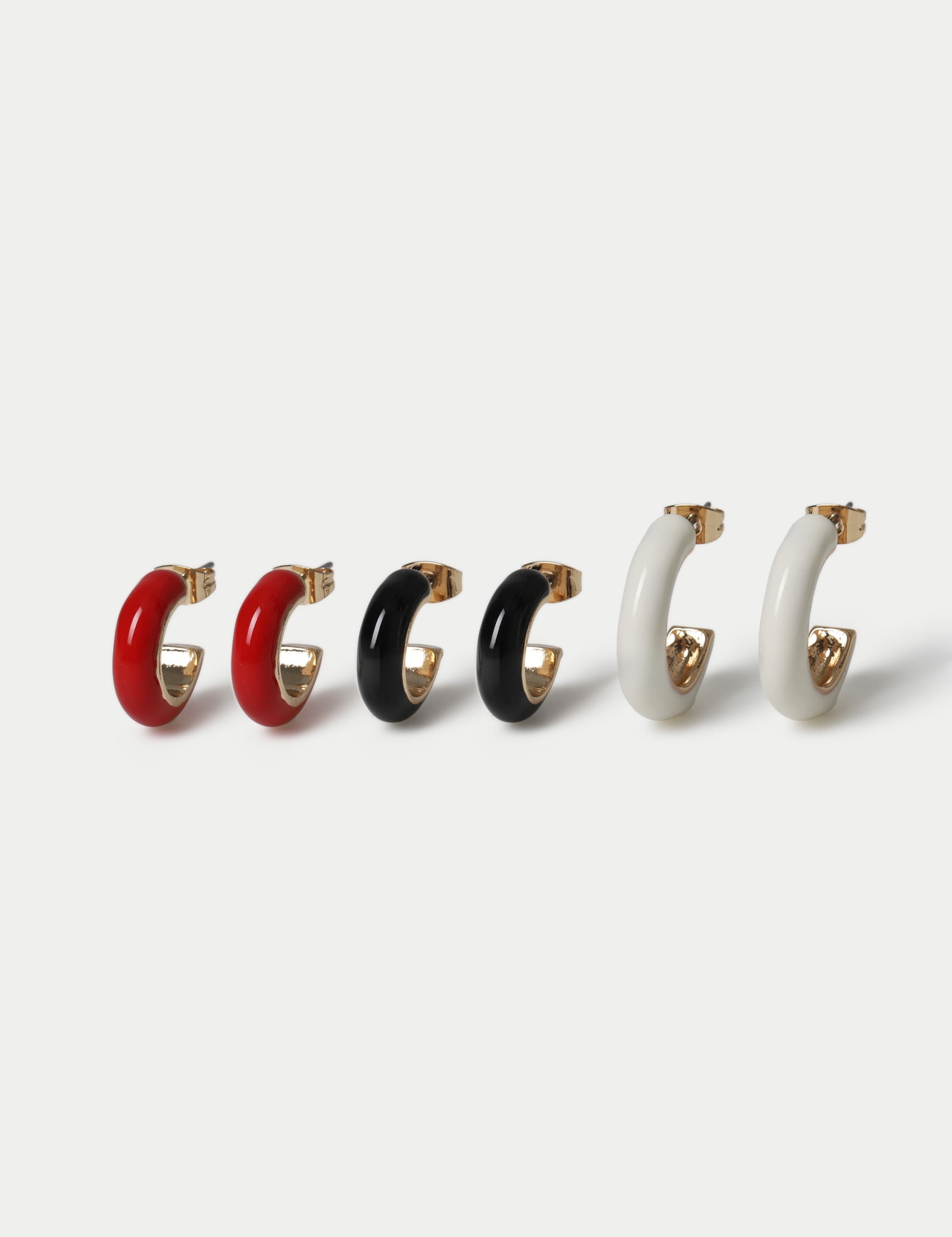 3 Pack Enamel Hoop Earrings