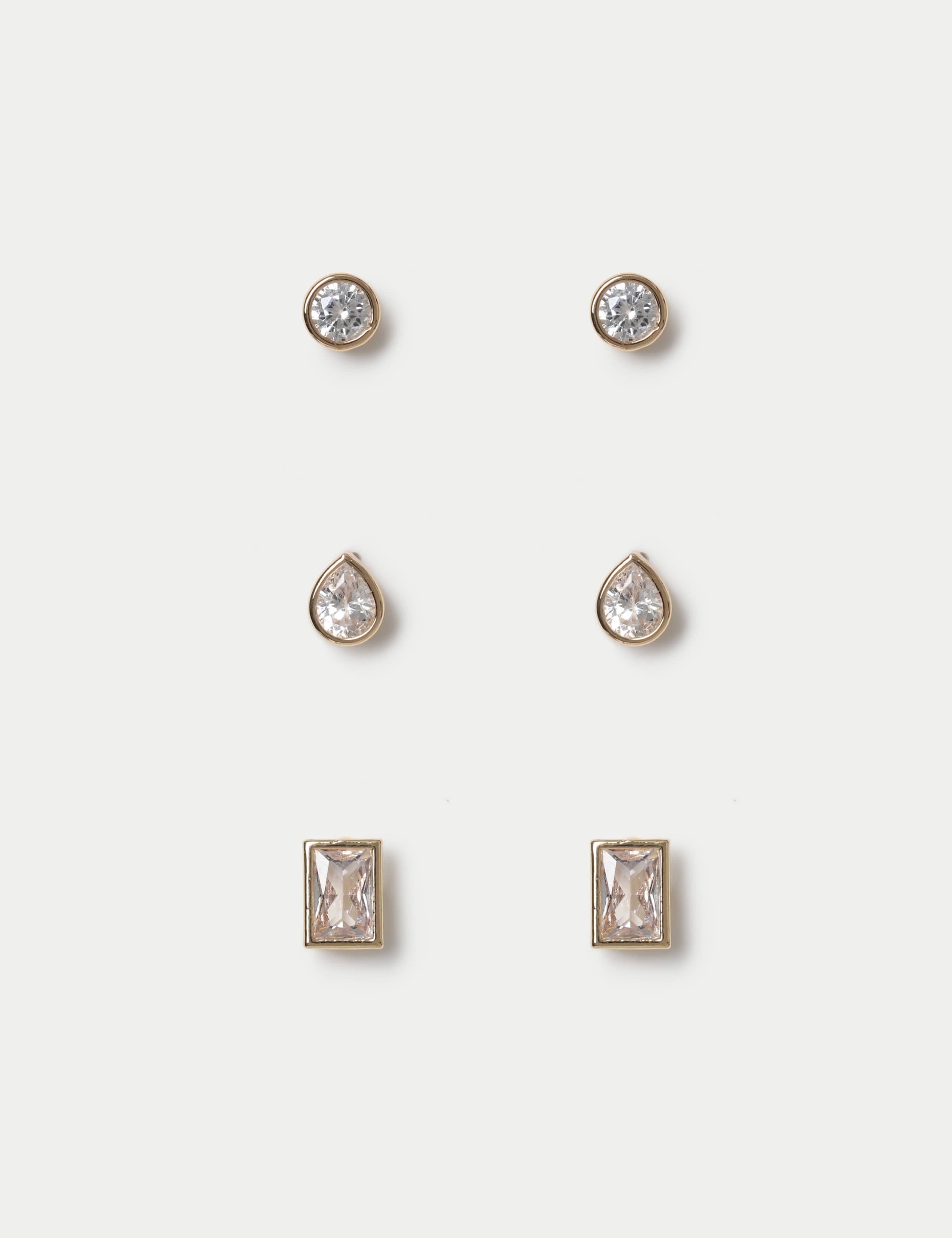 14ct Gold Plated Shape CZ Earring Pack