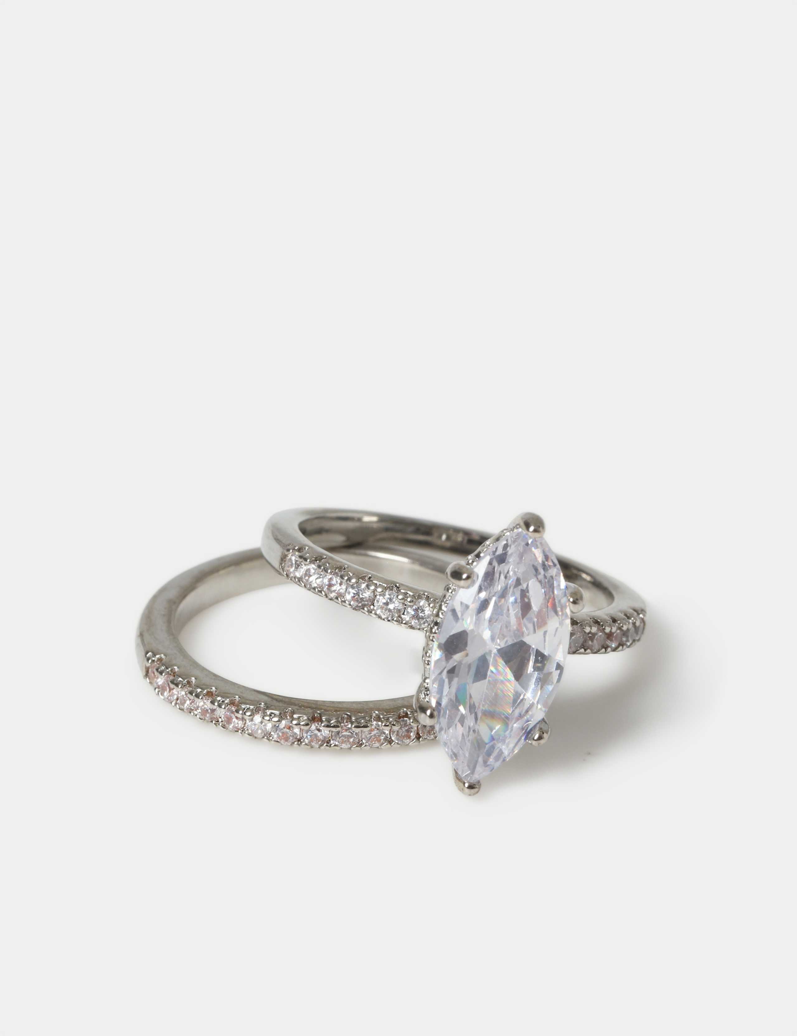 Platinum Plated Engagement Ring Stack