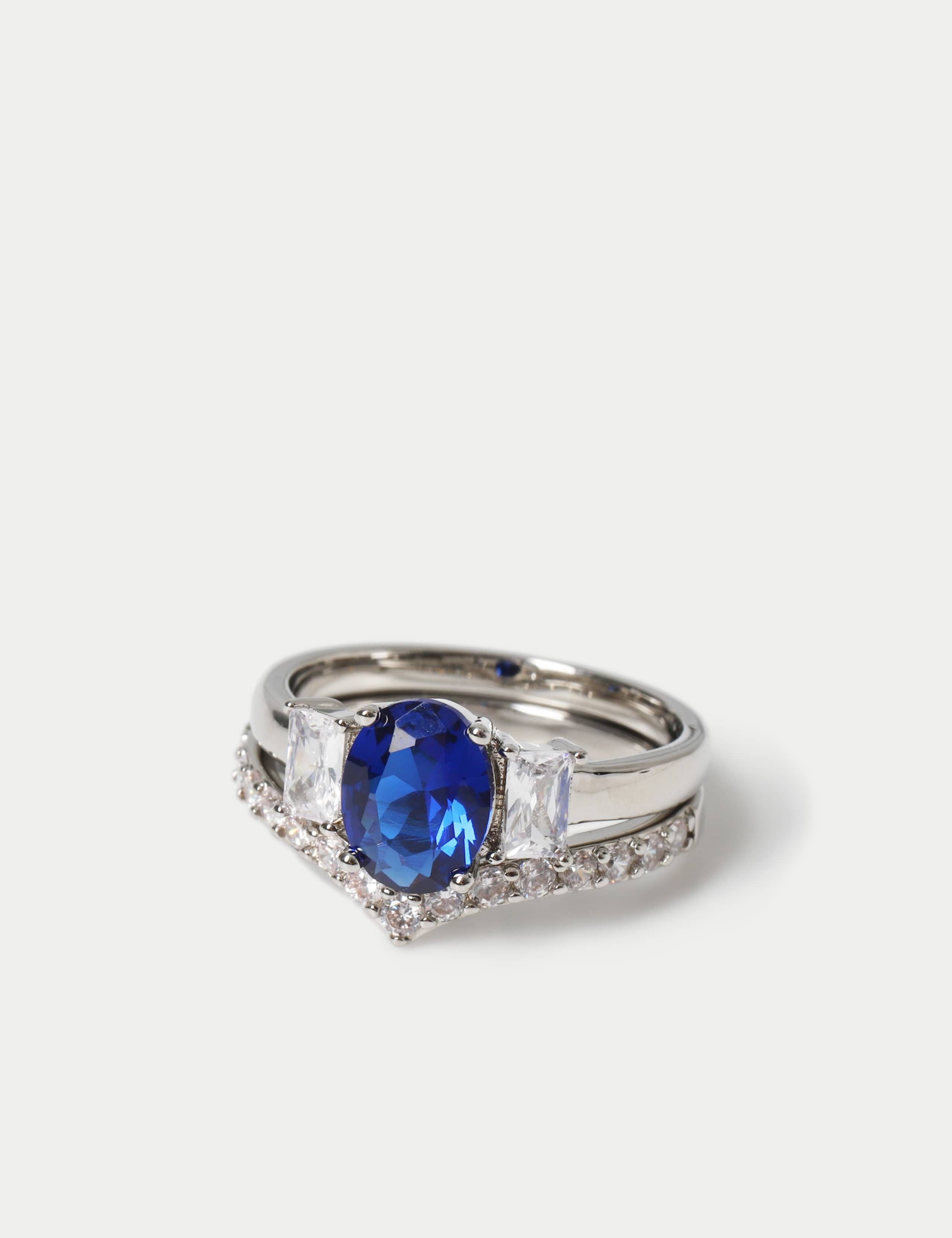 Platinum Plated Blue Ring Stack
