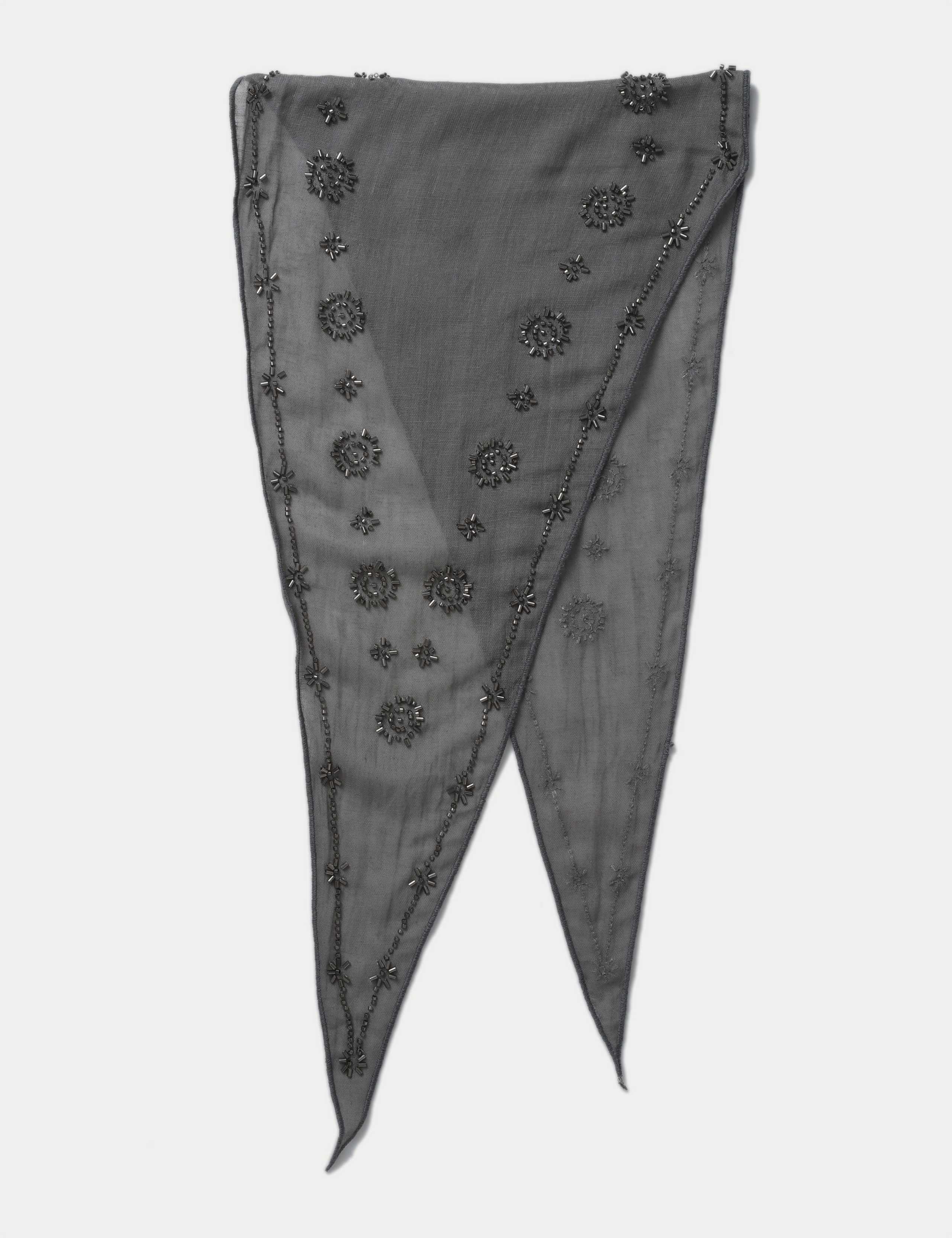 Embroidered Scarf Grey