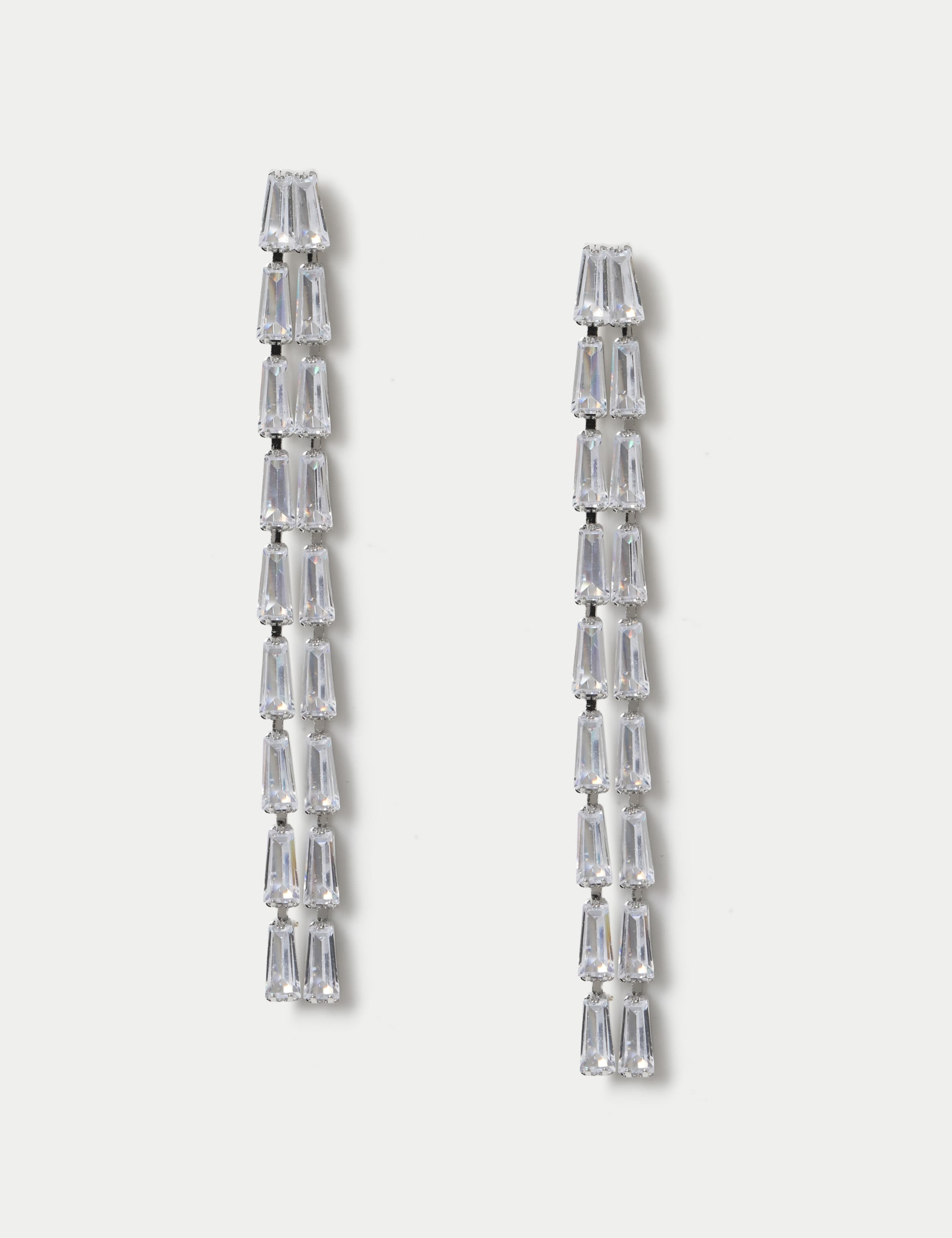 Skinny Crystal Long Drop Earrings