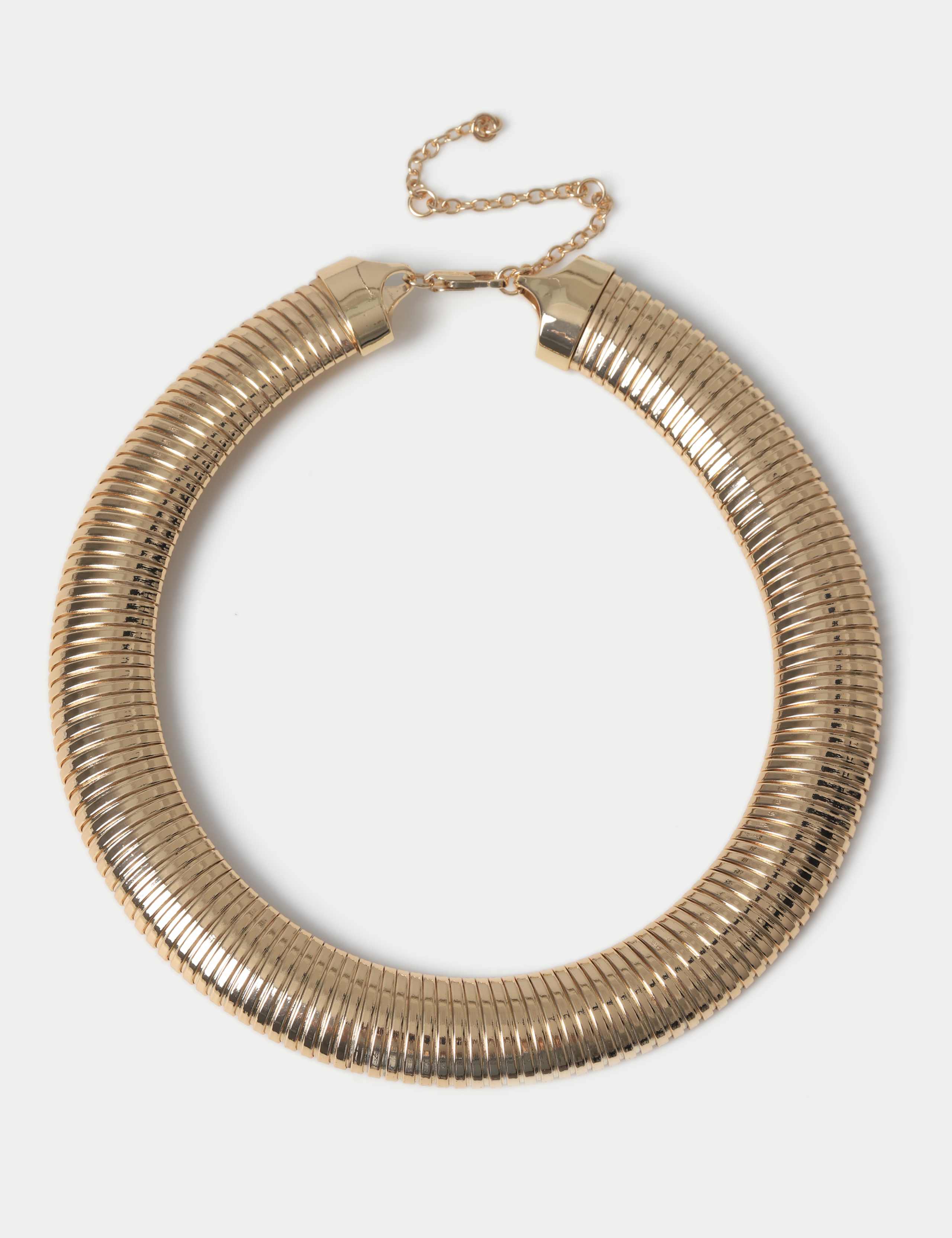 Gold Tone Oversized Ridge Necklace